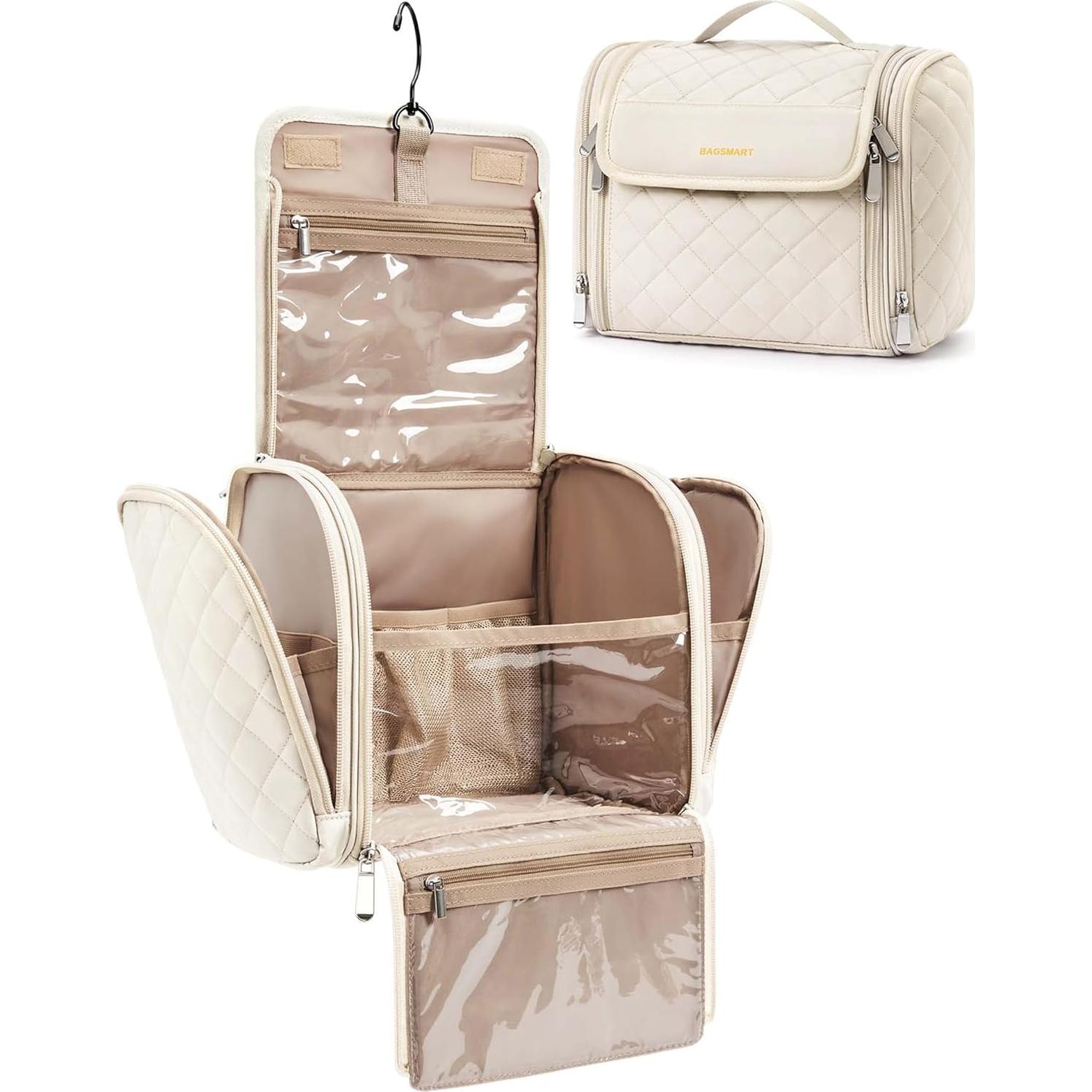 Bolsa de Aseo y Maquillaje BAGSMART Beige Grande Resistente al Agua
