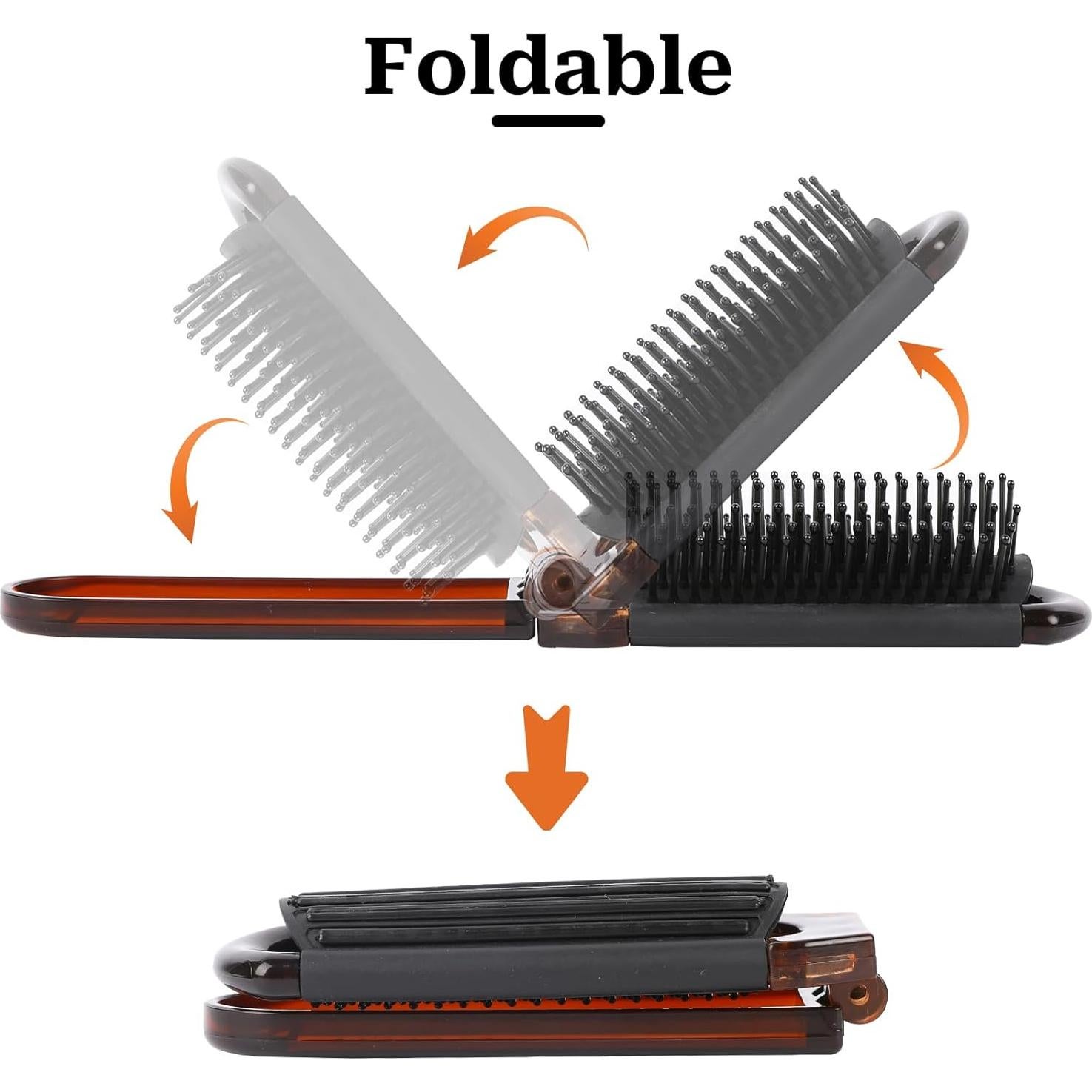 Cepillo de Pelo Plegable con Espejo Mozeat Lens Ámbar