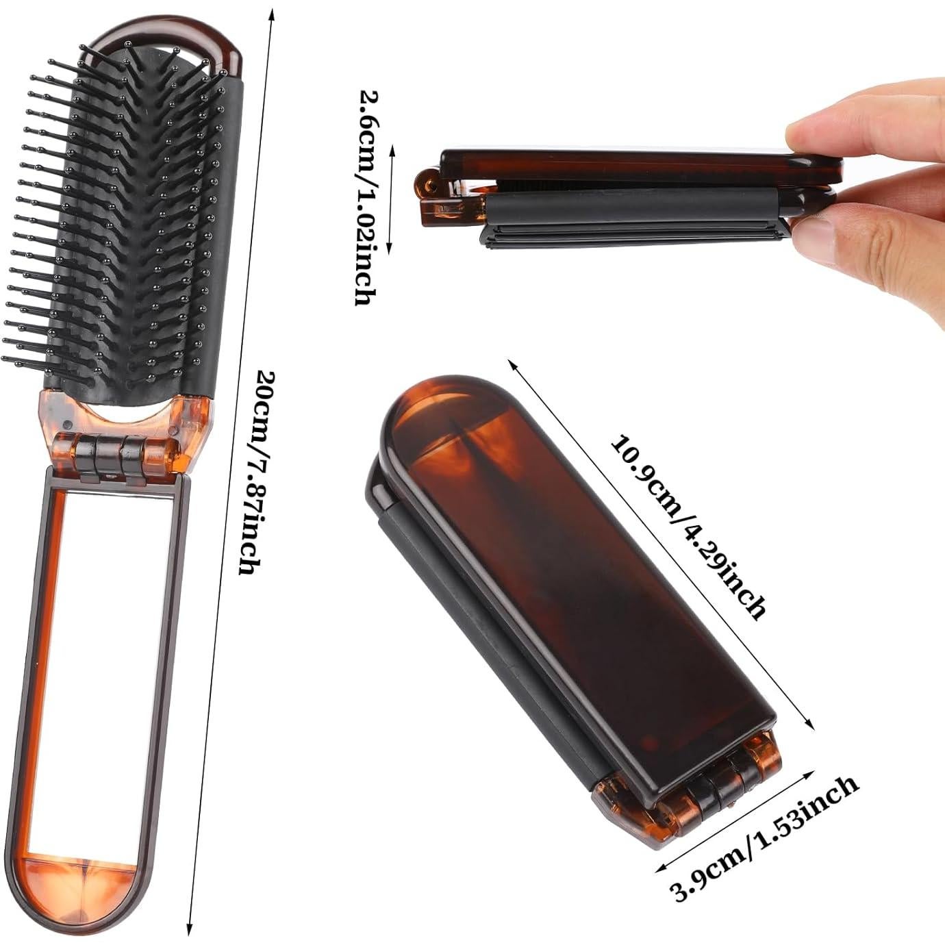 Cepillo de Pelo Plegable con Espejo Mozeat Lens Ámbar