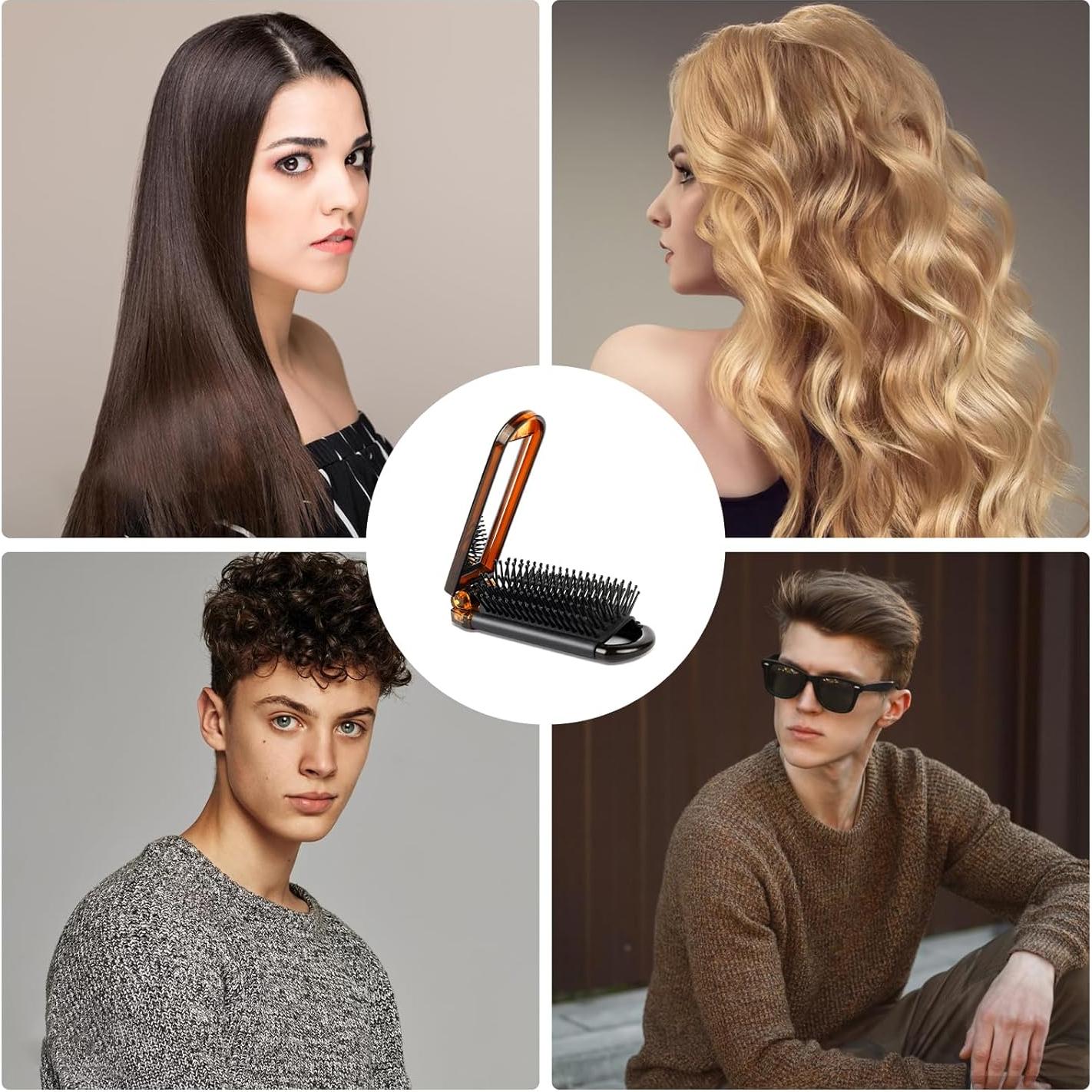 Cepillo de Pelo Plegable con Espejo Mozeat Lens Ámbar