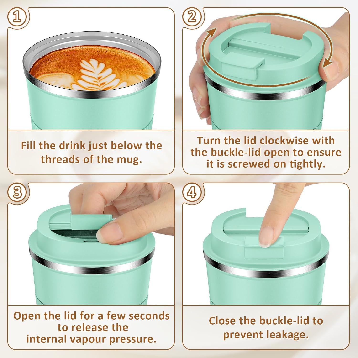 Taza de Café Aislada KETIEE 380ml Verde Menta a Prueba de Fugas