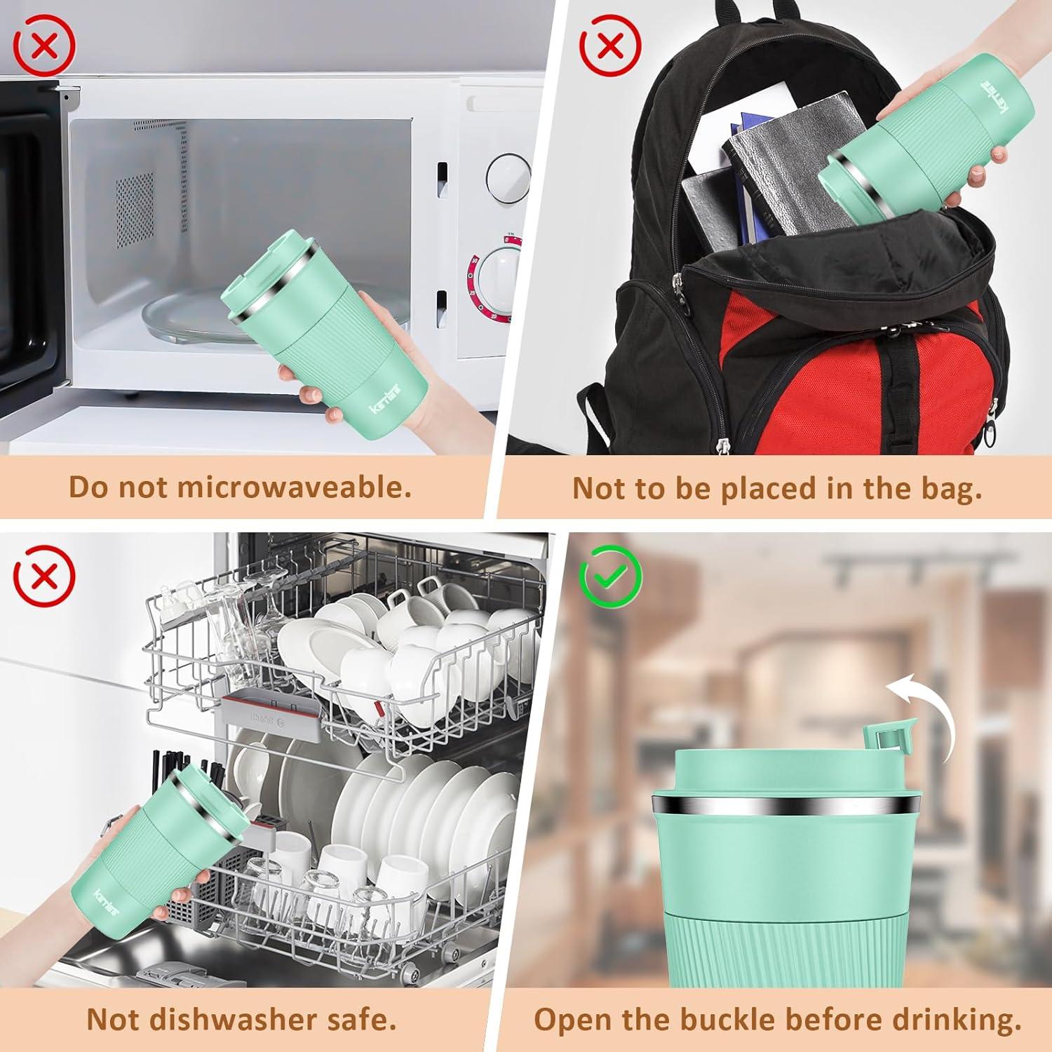 Taza de Café Aislada KETIEE 380ml Verde Menta a Prueba de Fugas