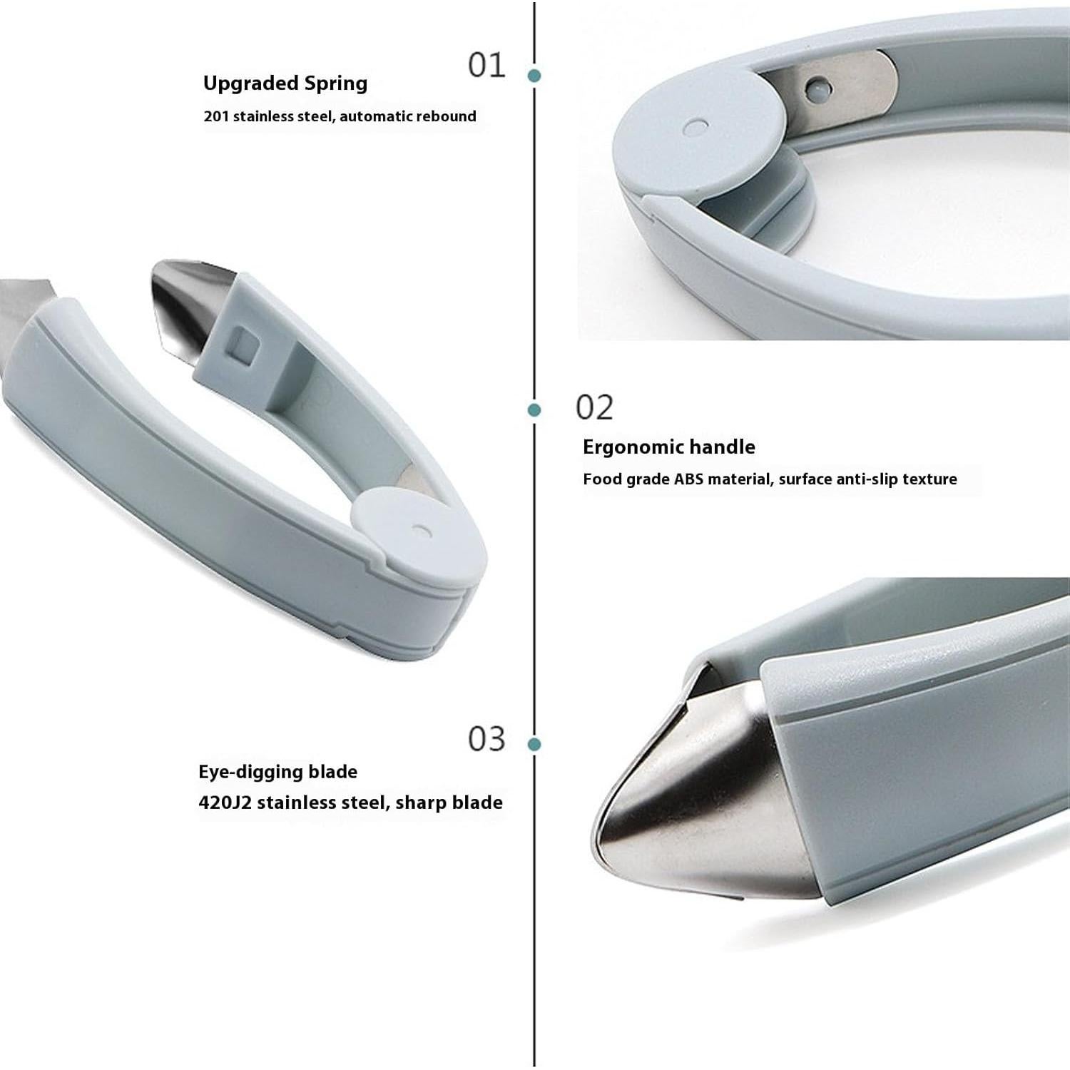 Removedor Multifuncional de Tallos de Fresa AUKOUPCIL Gris