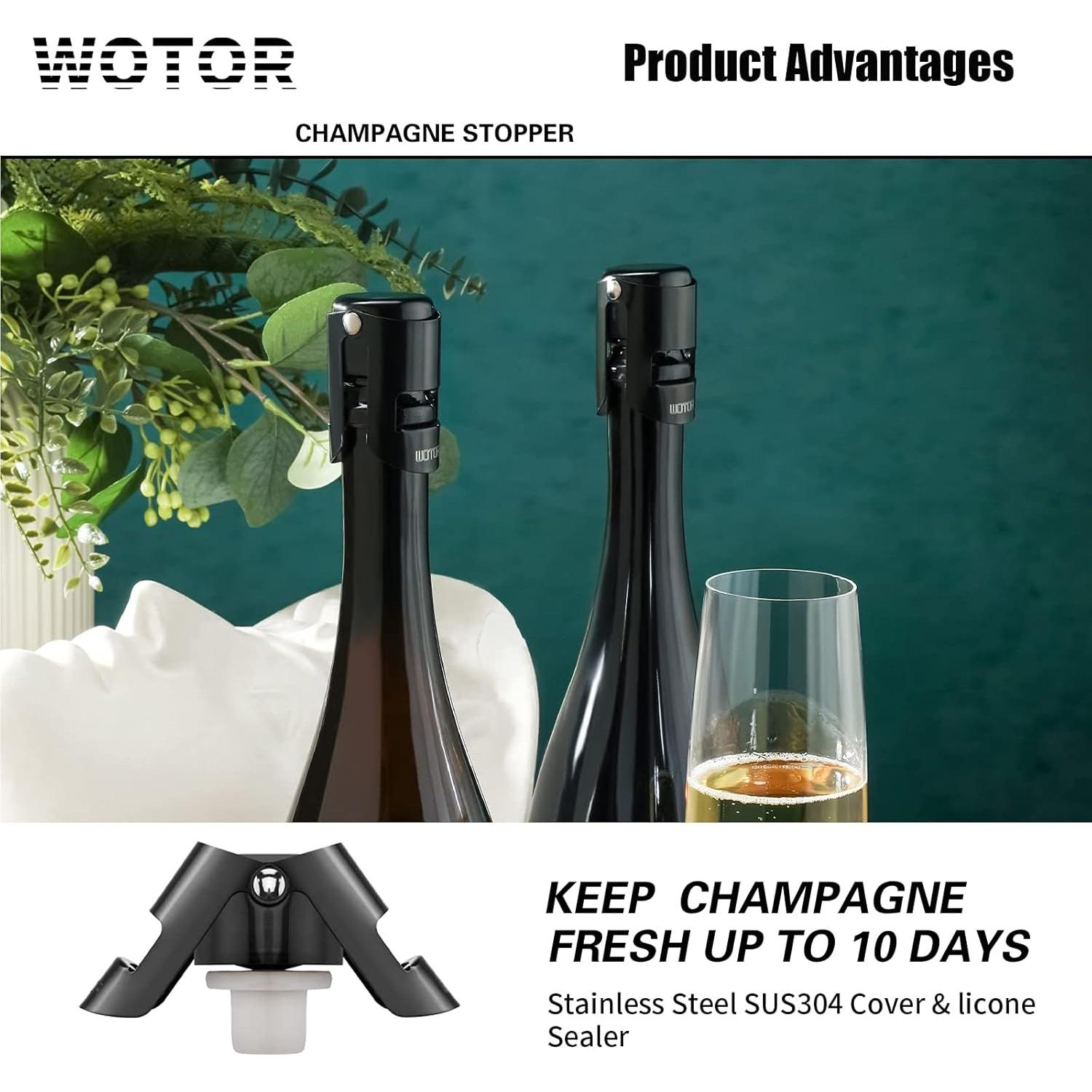 Tapones de Champagne WOTOR Acero Inoxidable 2 Piezas