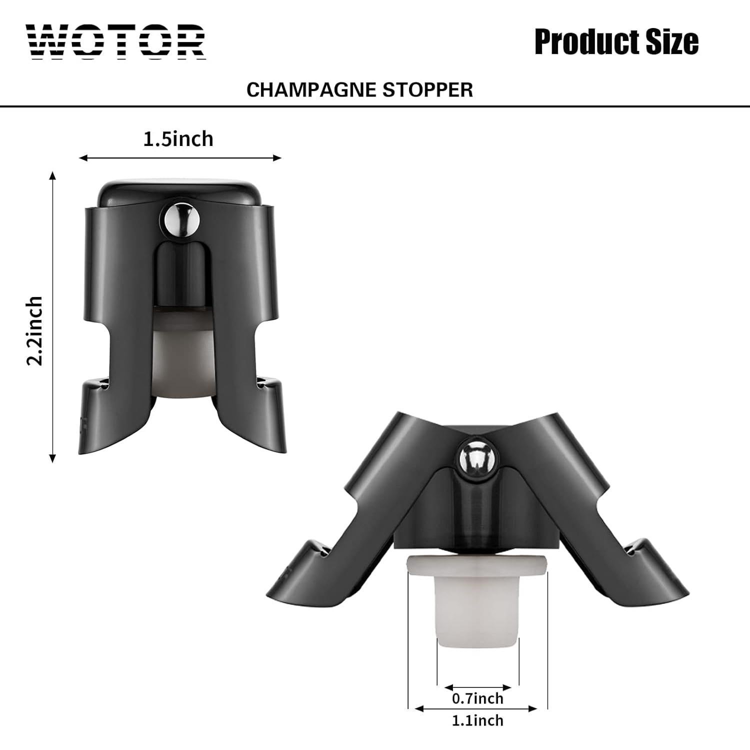 Tapones de Champagne WOTOR Acero Inoxidable 2 Piezas