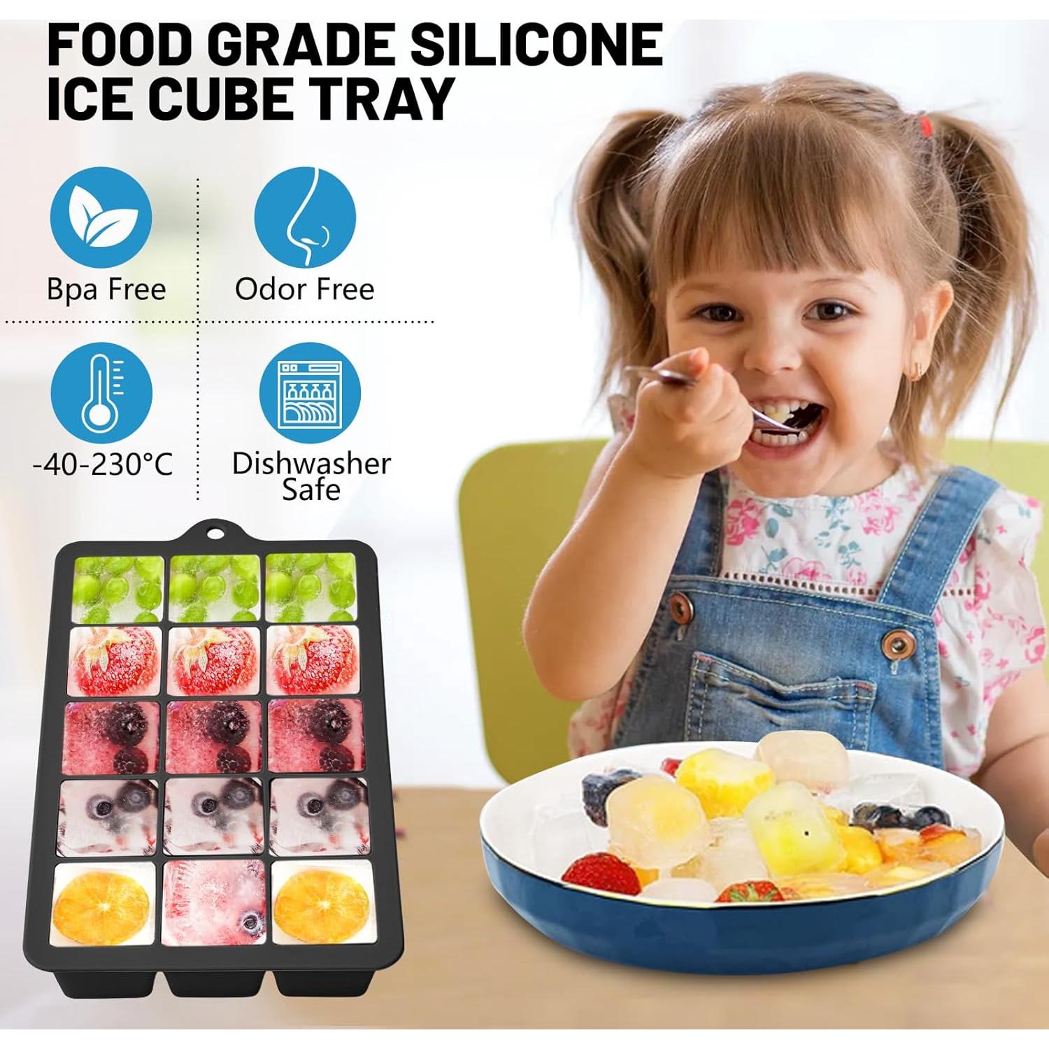 Bandejas de Hielo de Silicona Xyuetia 3 Piezas con Tapa