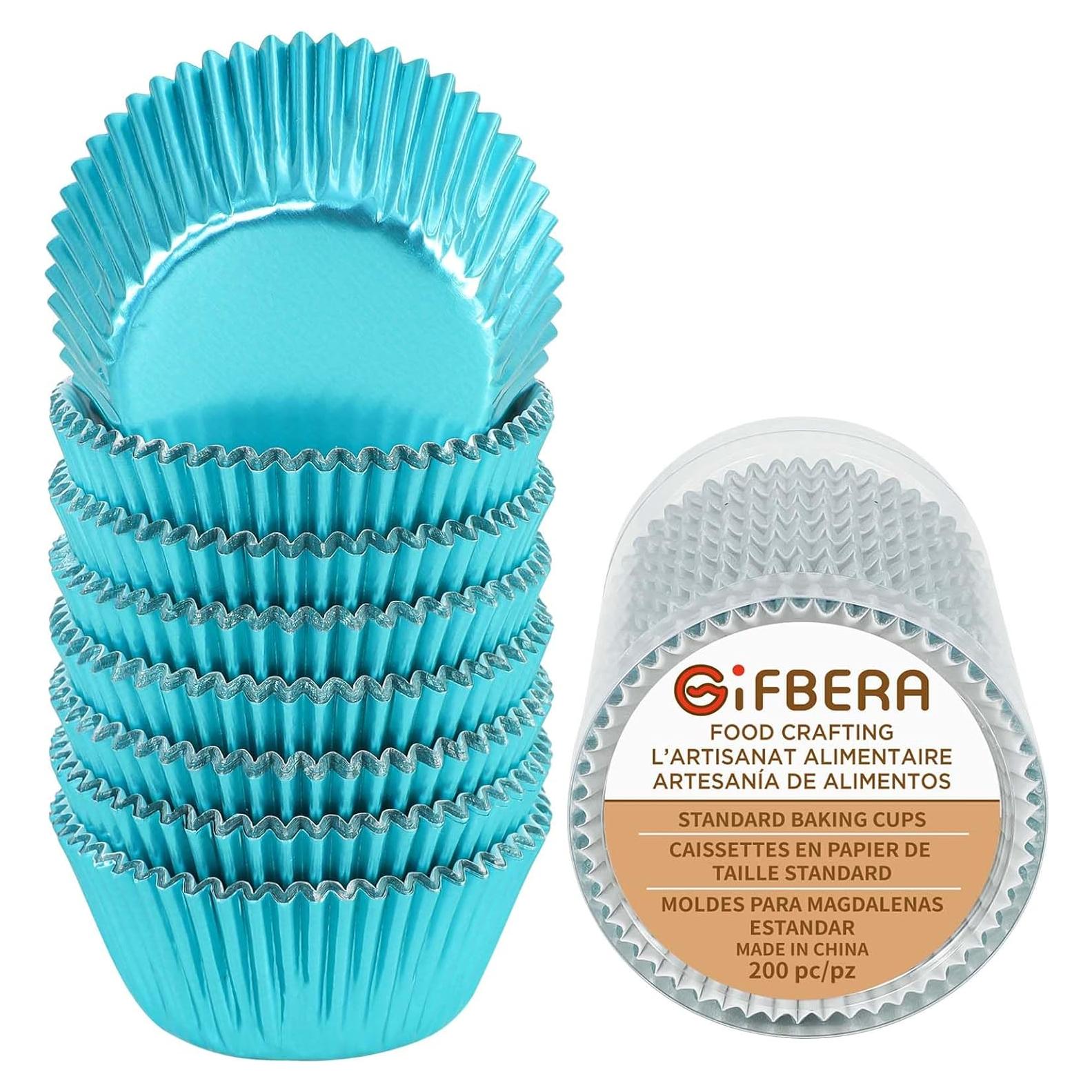 Forros de Cupcake Metálicos Aqua GiFBERA 200 Unidades