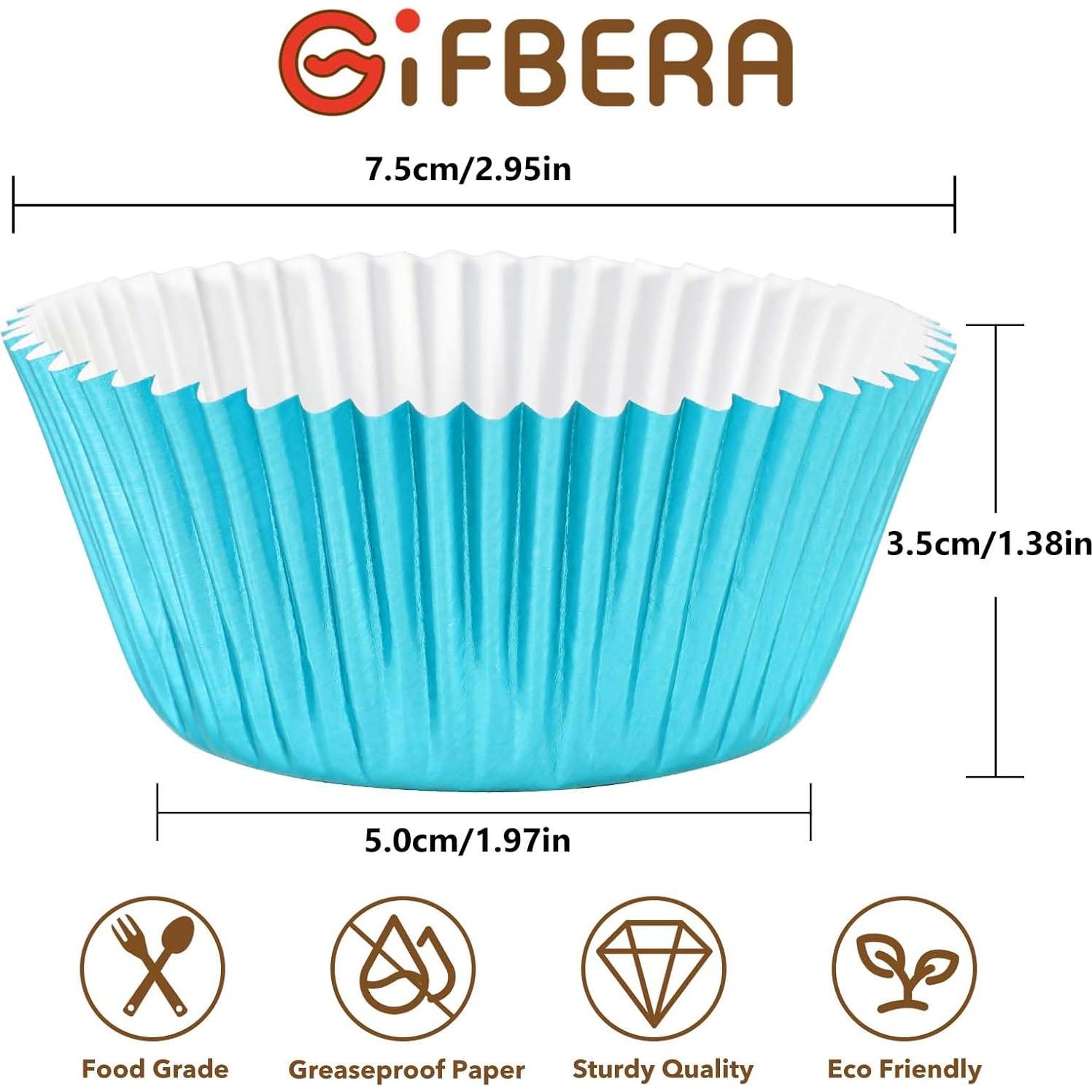 Forros de Cupcake Metálicos Aqua GiFBERA 200 Unidades