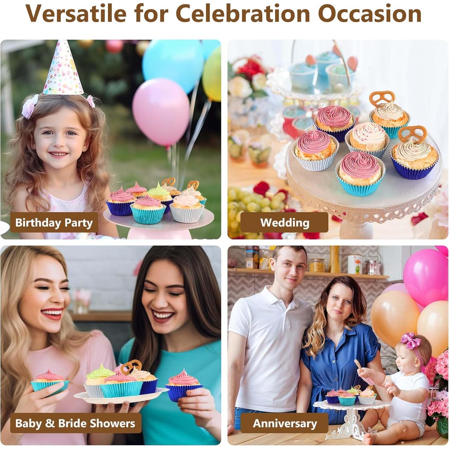 Forros de Cupcake Metálicos Aqua GiFBERA 200 Unidades