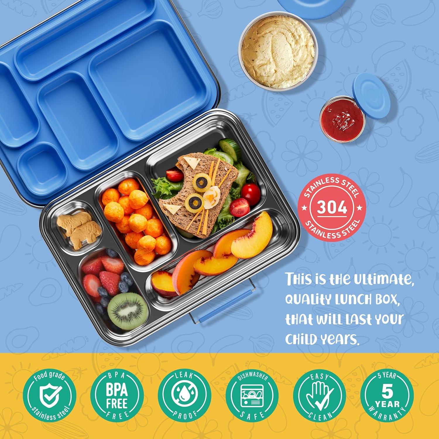 Caja Bento de Acero Inoxidable AOHEA 33 oz Azul para Niños