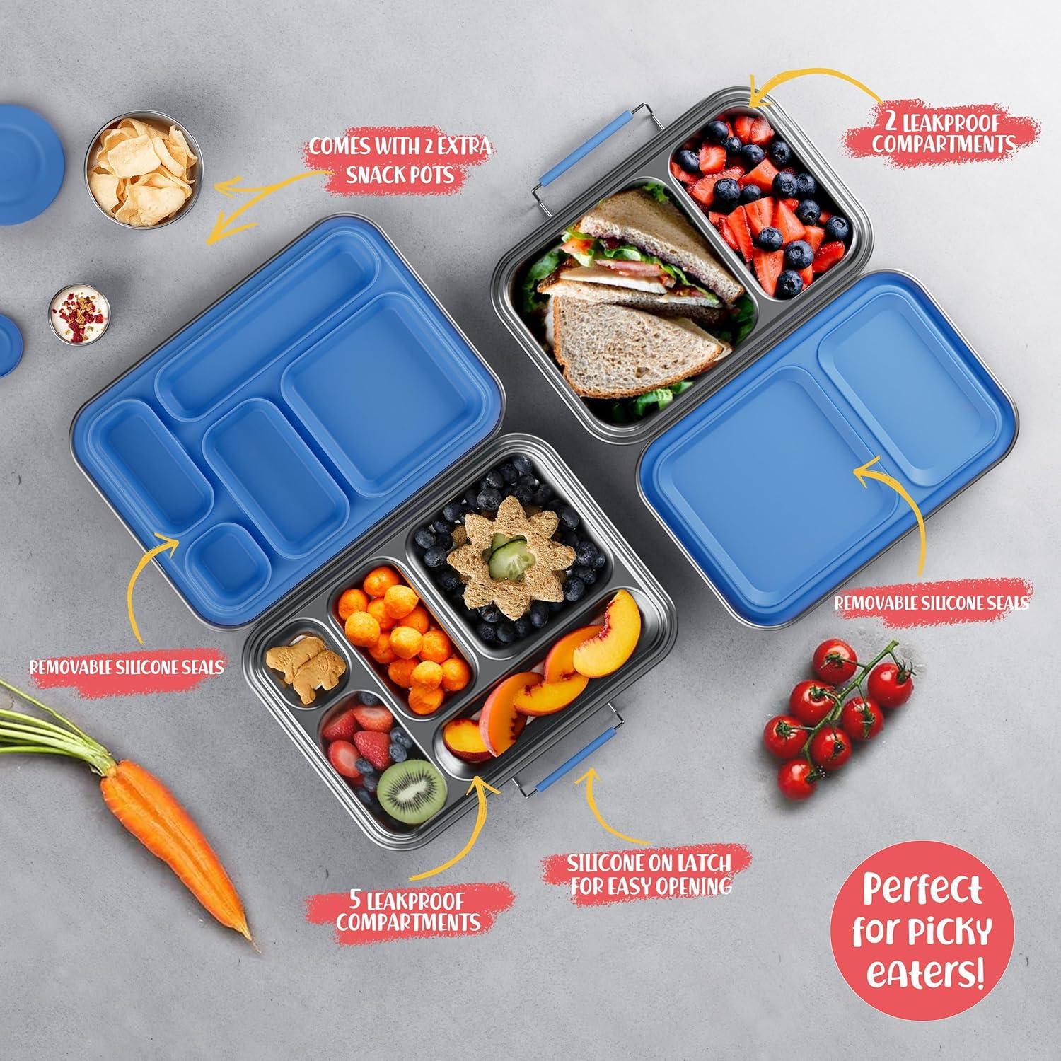 Caja Bento de Acero Inoxidable AOHEA 33 oz Azul para Niños
