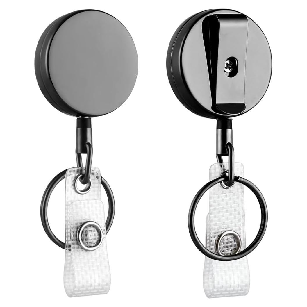 Soporte de Identificación Retráctil Will Well - Paquete de 2, Negro