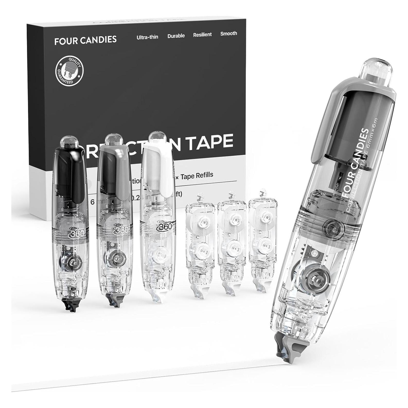 Cinta Correctora Retráctil Cuatro Caramelos 6mm 3 Recargas