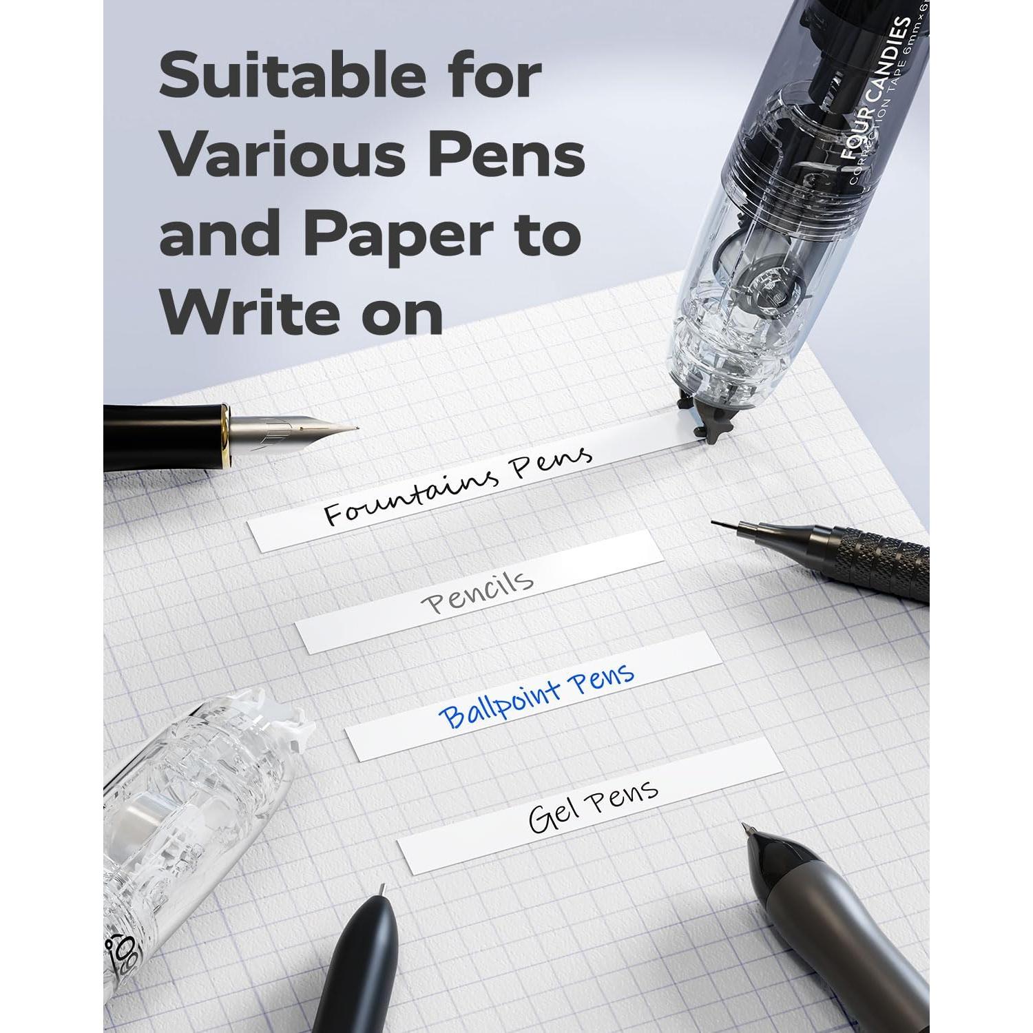 Cinta Correctora Retráctil Cuatro Caramelos 6mm 3 Recargas