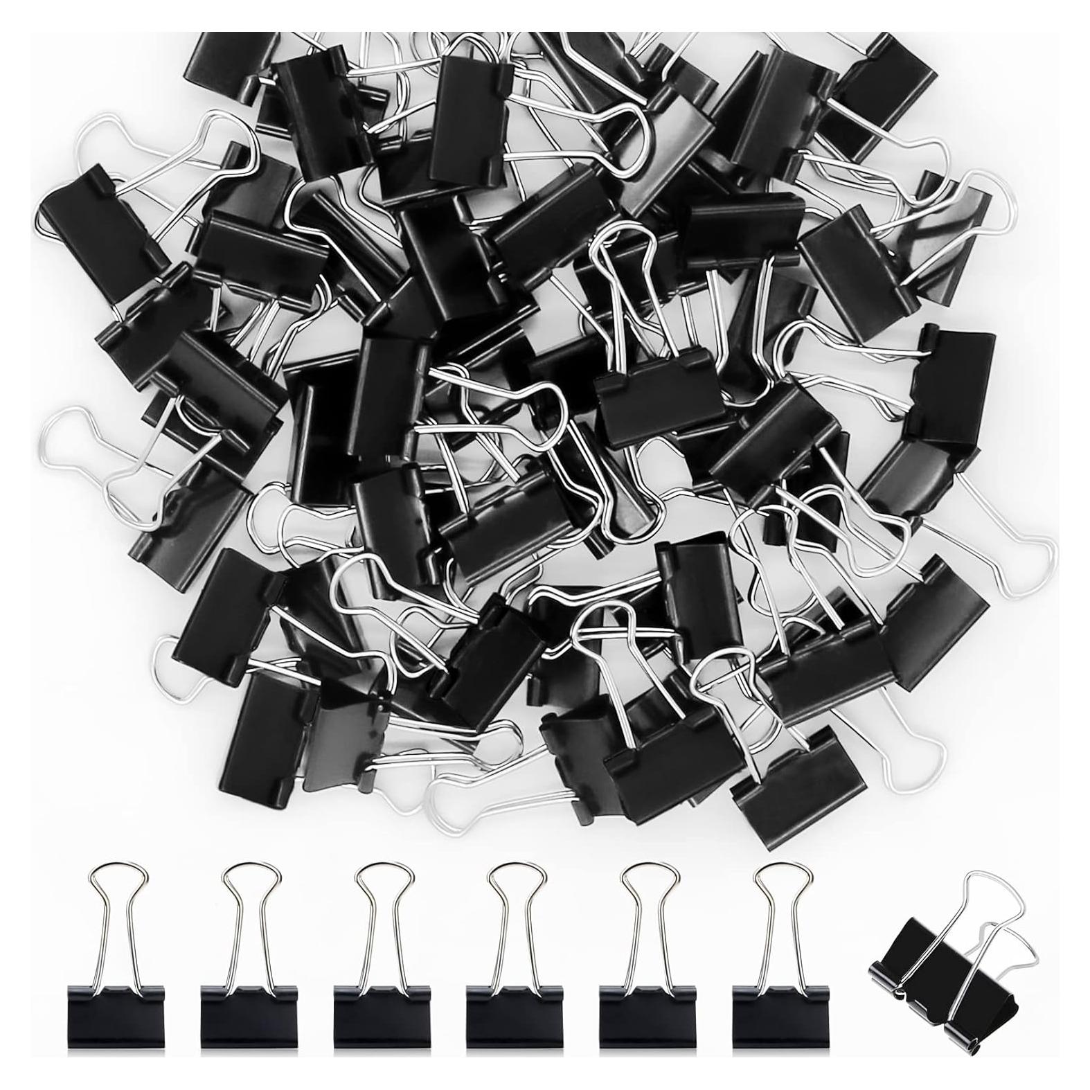 Paquete de 120 Clips de Binder Negros 1.9 cm OWLKELA