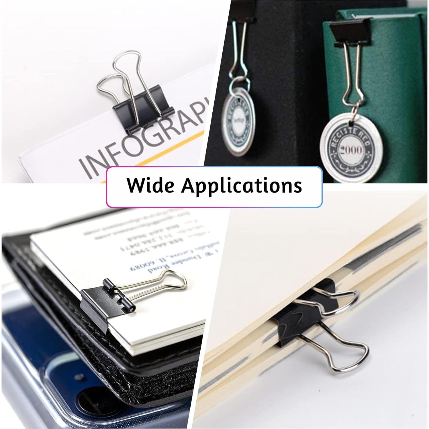 Paquete de 120 Clips de Binder Negros 1.9 cm OWLKELA