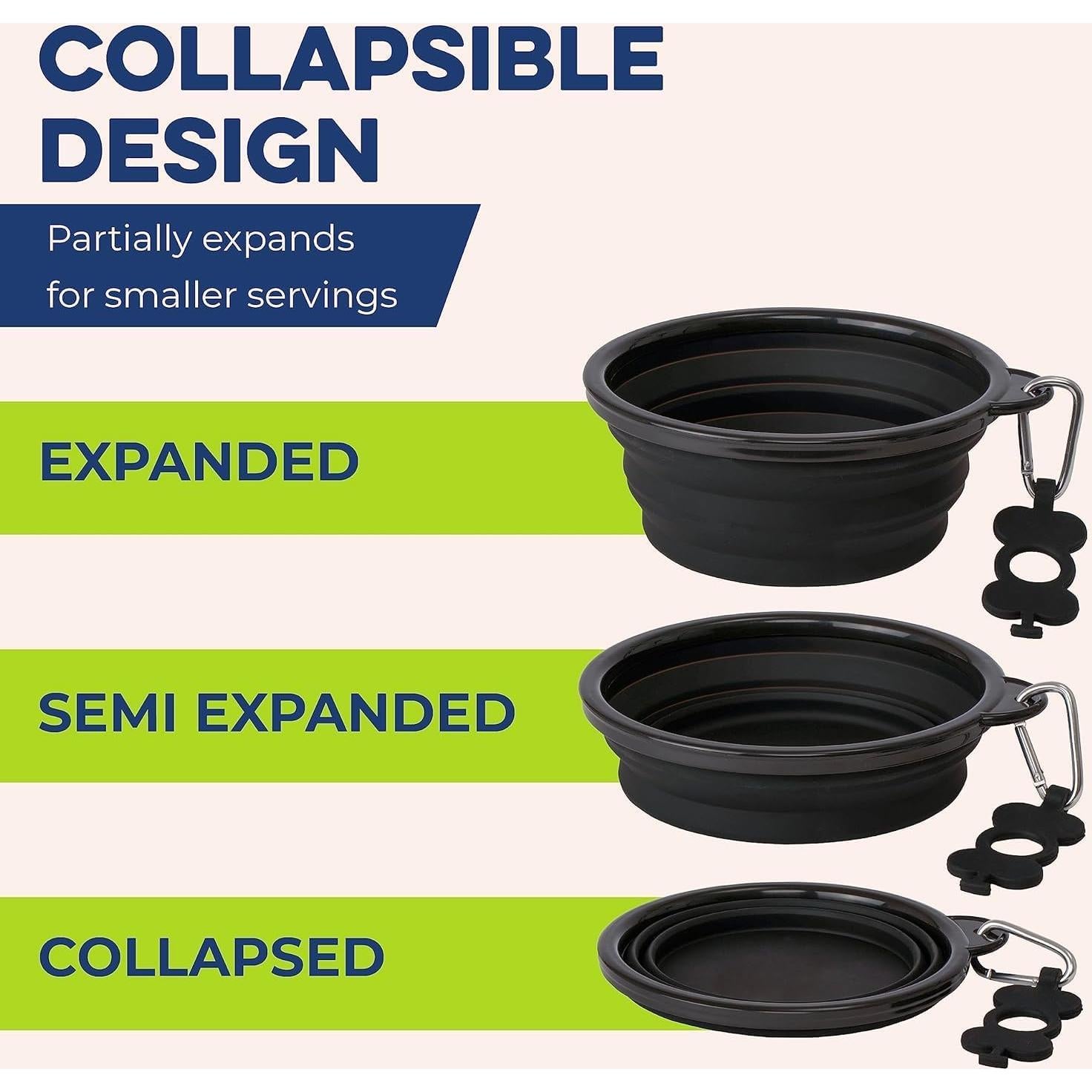 Tazón Colapsable Pequeño Bonza para Perros Negro - Retráctil