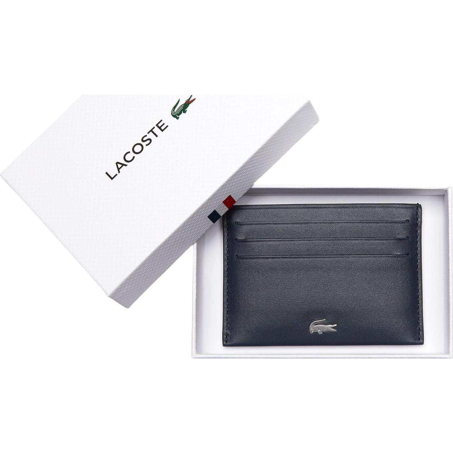 Porta Tarjetas de Cuero Lacoste Hombres Fitzgerald Marrón