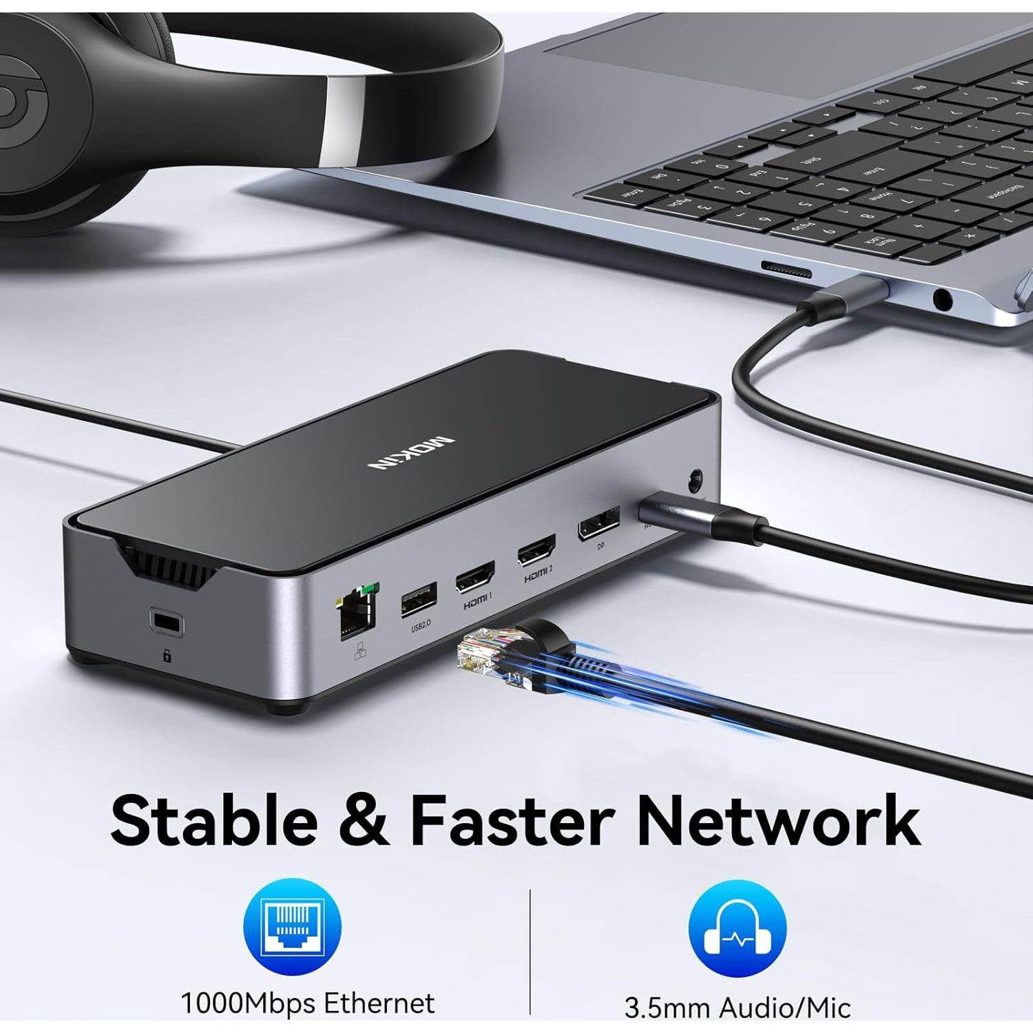 Estación de Acoplamiento USB C MOKiN 13 en 1 4K 150W