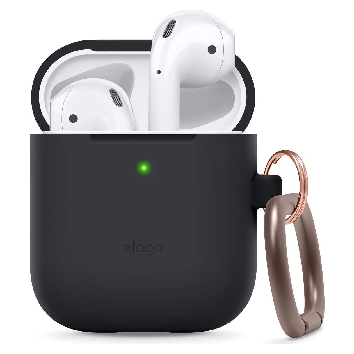 Funda de Silicona elago para AirPods 1 y 2 - Carga Inalámbrica, Negro