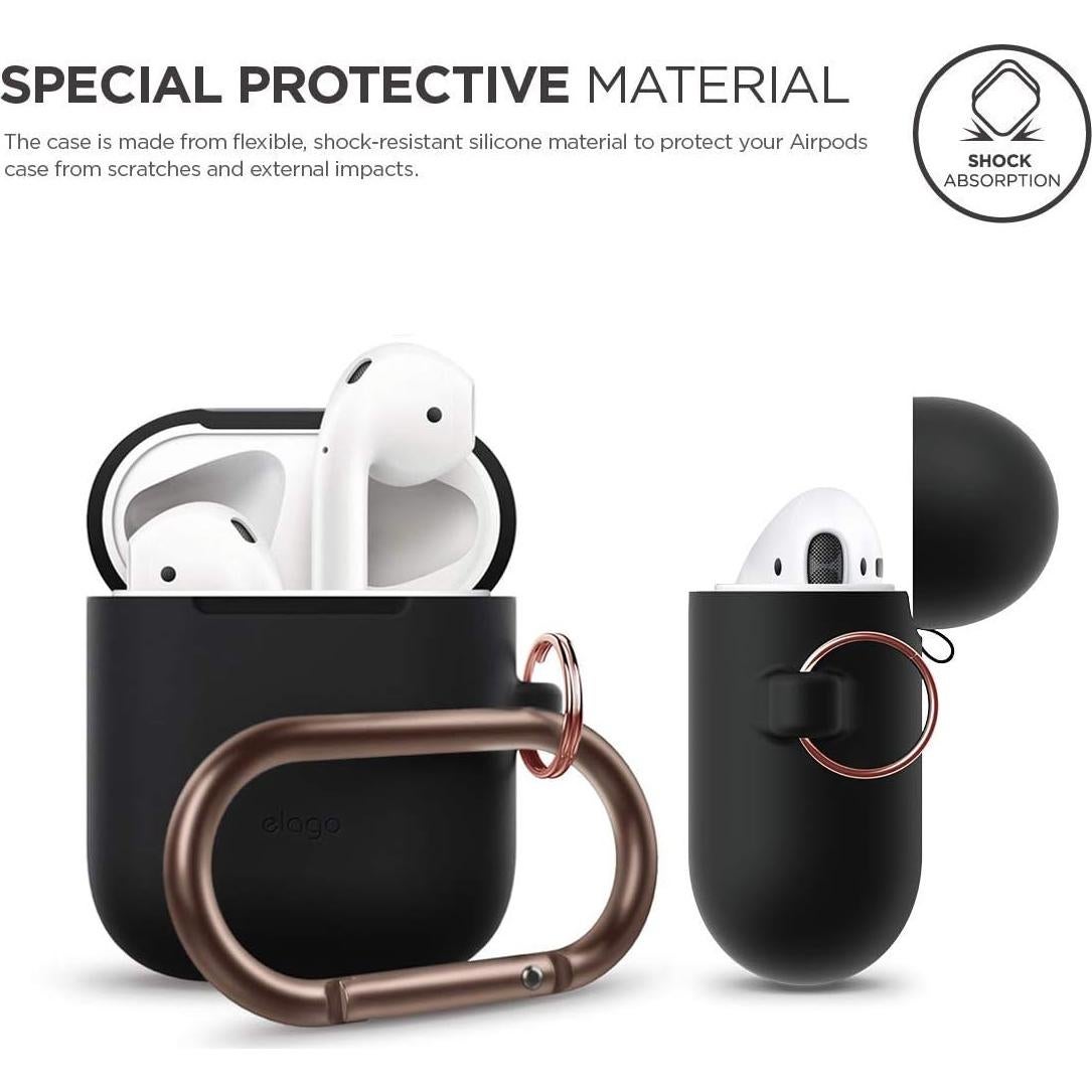 Funda de Silicona elago para AirPods 1 y 2 - Carga Inalámbrica, Negro