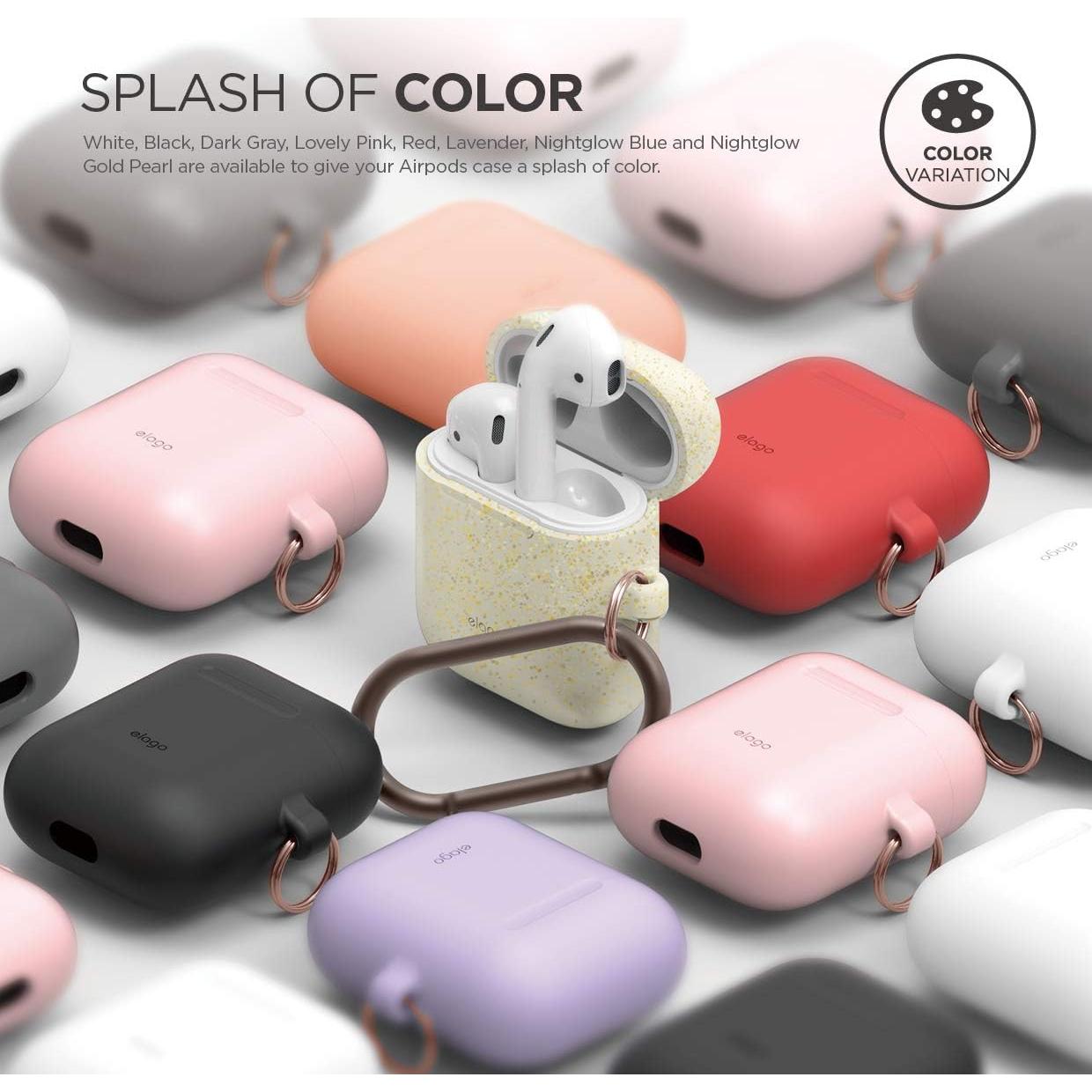 Funda de Silicona elago para AirPods 1 y 2 - Carga Inalámbrica, Negro