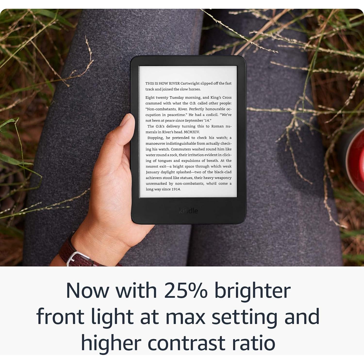 New Amazon Kindle (16 GB) - Lightest and most compact Kindle, with glare-free display, faster page turns, adjustable front light, and long battery life - Black + 3 Months of Kindle Unlimited (with auto-renewal)