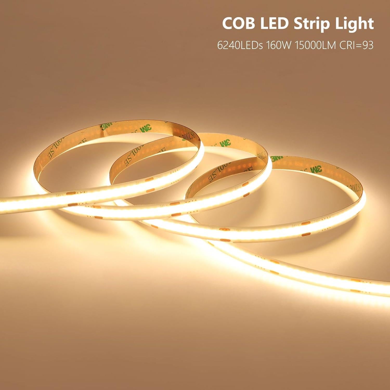 Tira LED COB 24V 20m ZHONG YI 3000K 312LEDs/m 11W/m