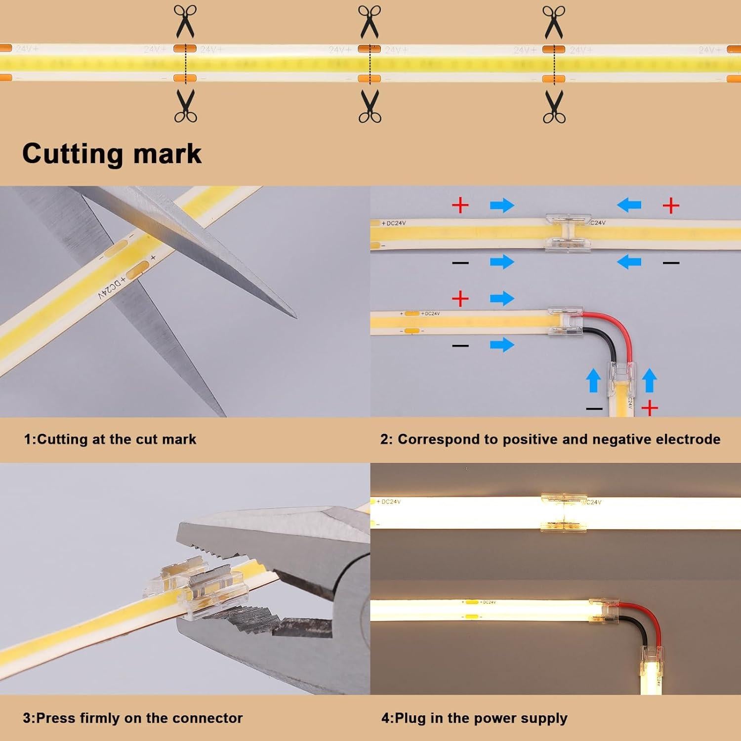 Tira LED COB 24V 20m ZHONG YI 3000K 312LEDs/m 11W/m