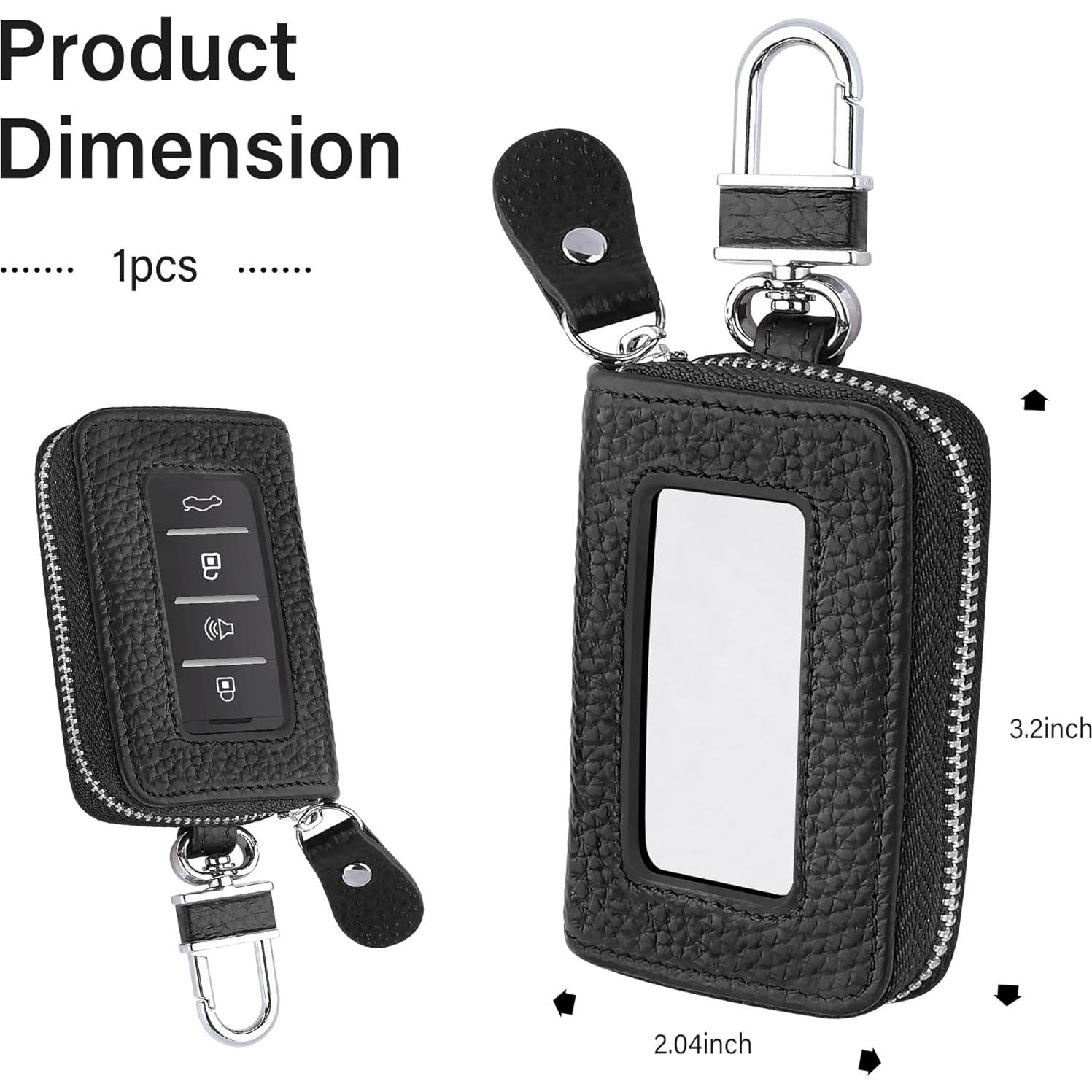 Funda de Llave de Coche OFBAND de Cuero Genuino Negra