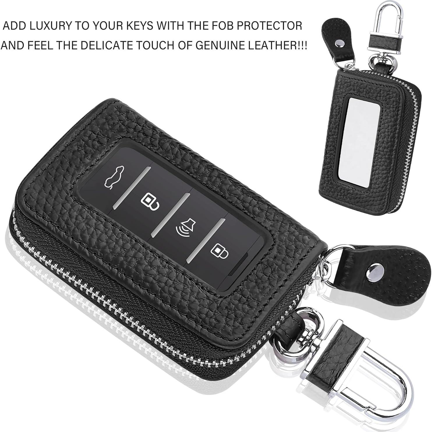 Funda de Llave de Coche OFBAND de Cuero Genuino Negra