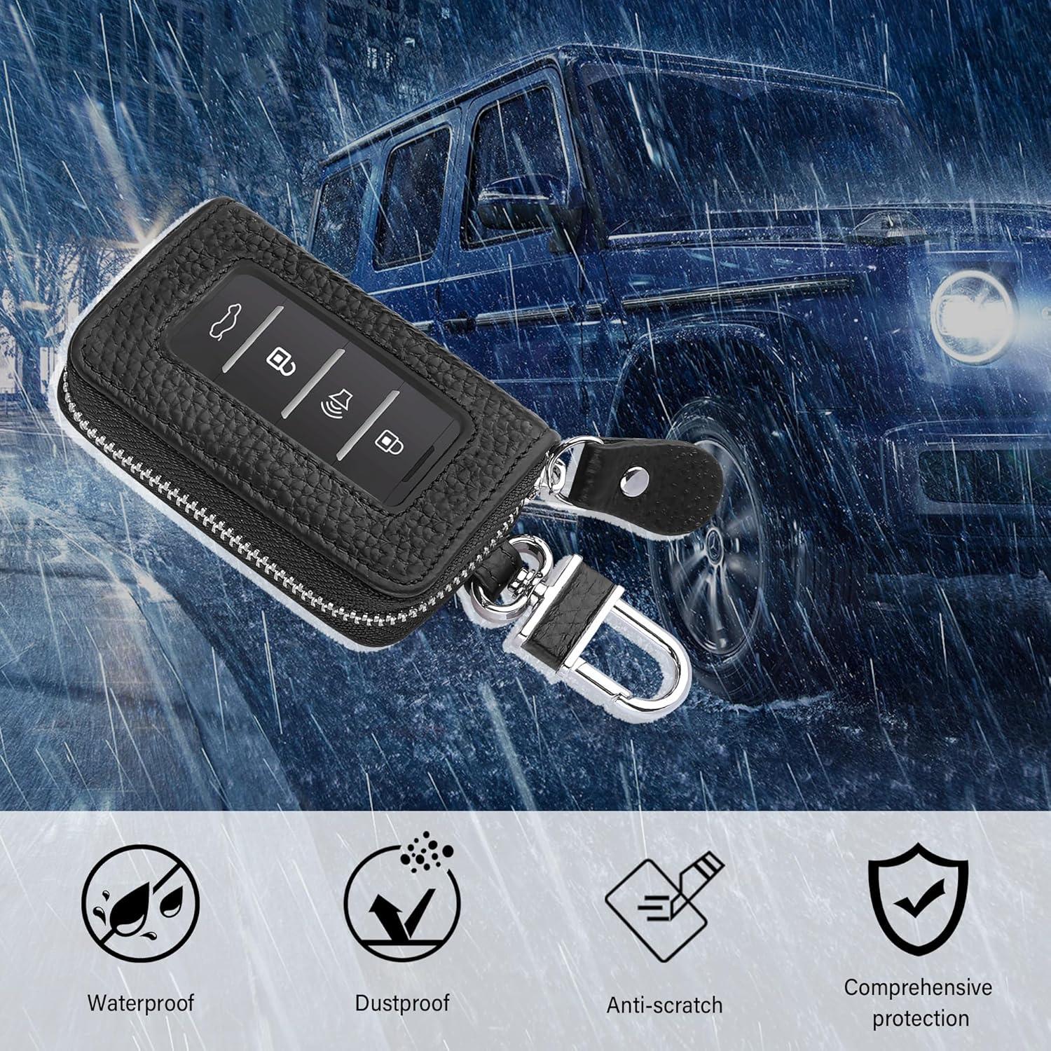 Funda de Llave de Coche OFBAND de Cuero Genuino Negra