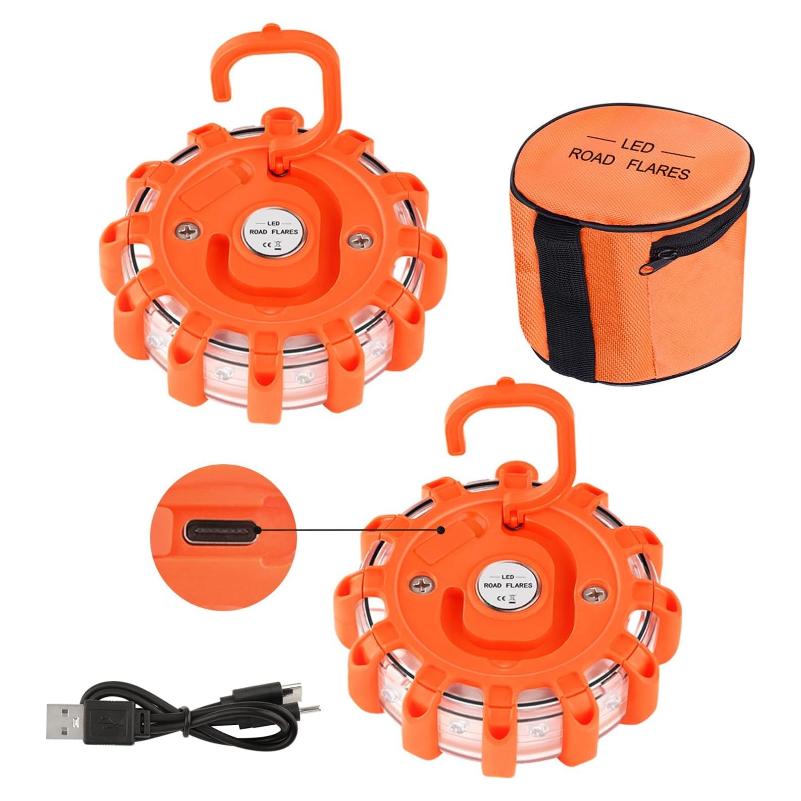 Luces de Emergencia Recargables Vancle USB C Naranja 2 Paquetes