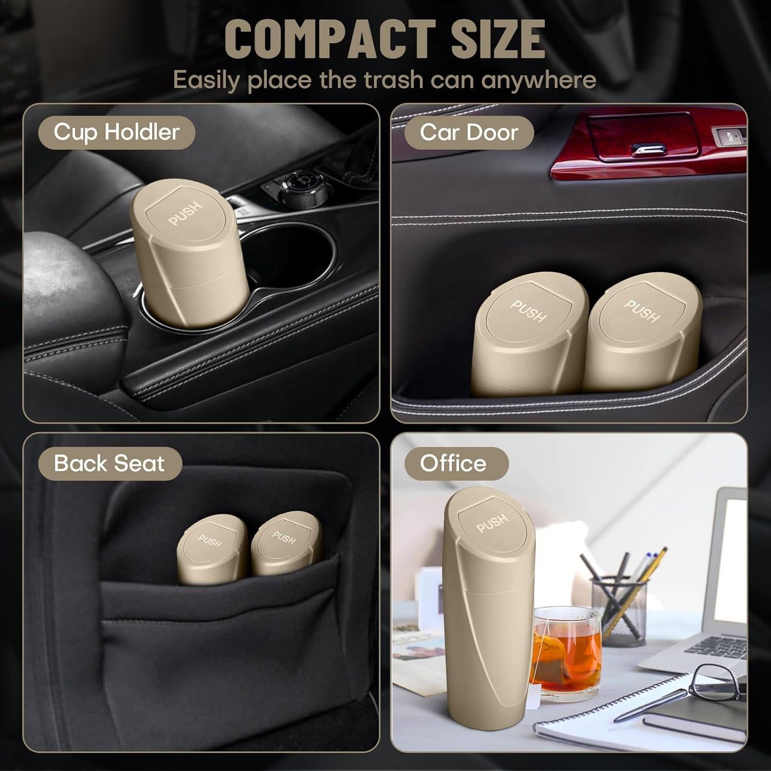 Bote de Basura para Auto SGLRT Beige con Tapa y 20 Bolsas