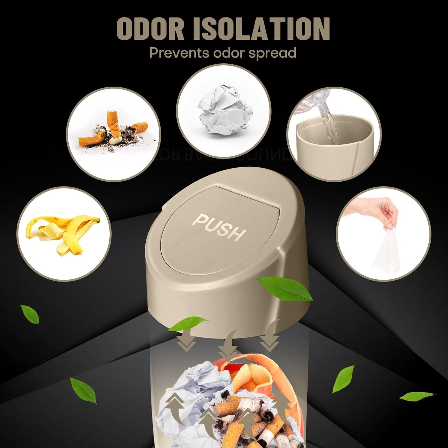 Bote de Basura para Auto SGLRT Beige con Tapa y 20 Bolsas