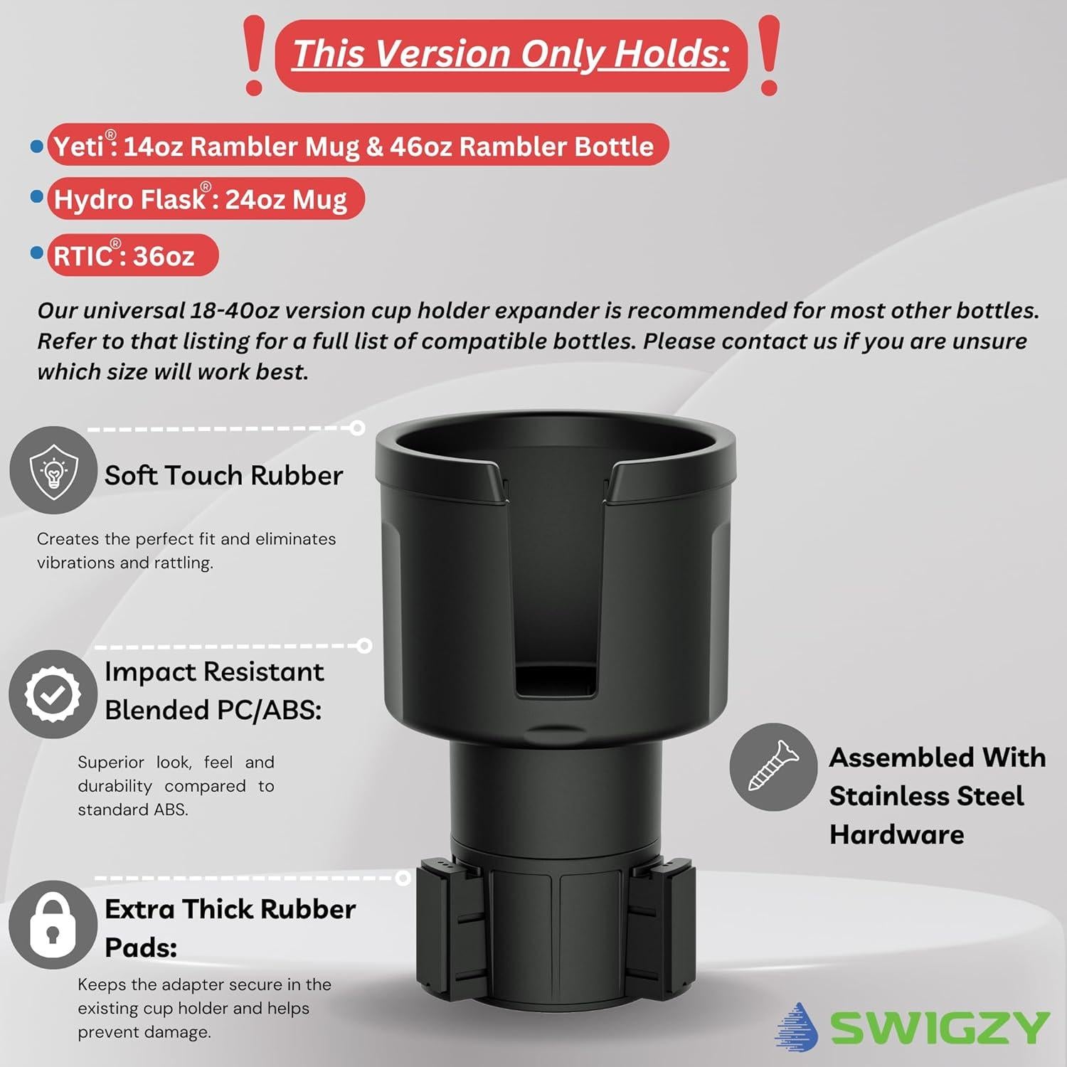 Expansor de Soporte para Tazas Swigzy Extra Ancho Negro