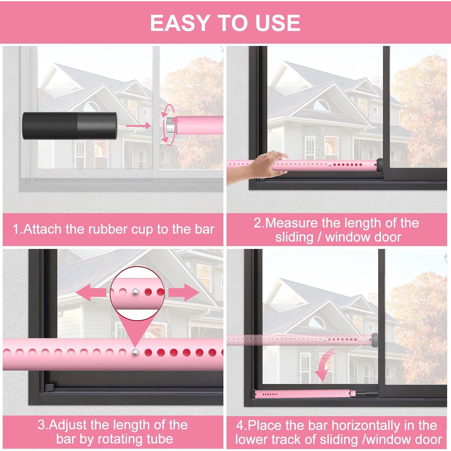 Barra de Seguridad para Puertas Corredizas AceMining Rosa 50-127 cm