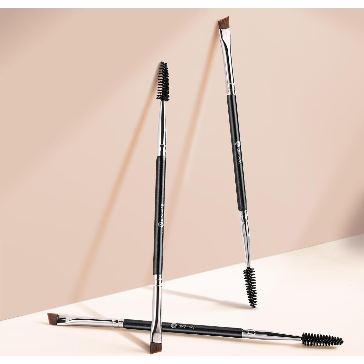 Brocha para Cejas KINGMAS Doble Extremo con Spoolie Negro