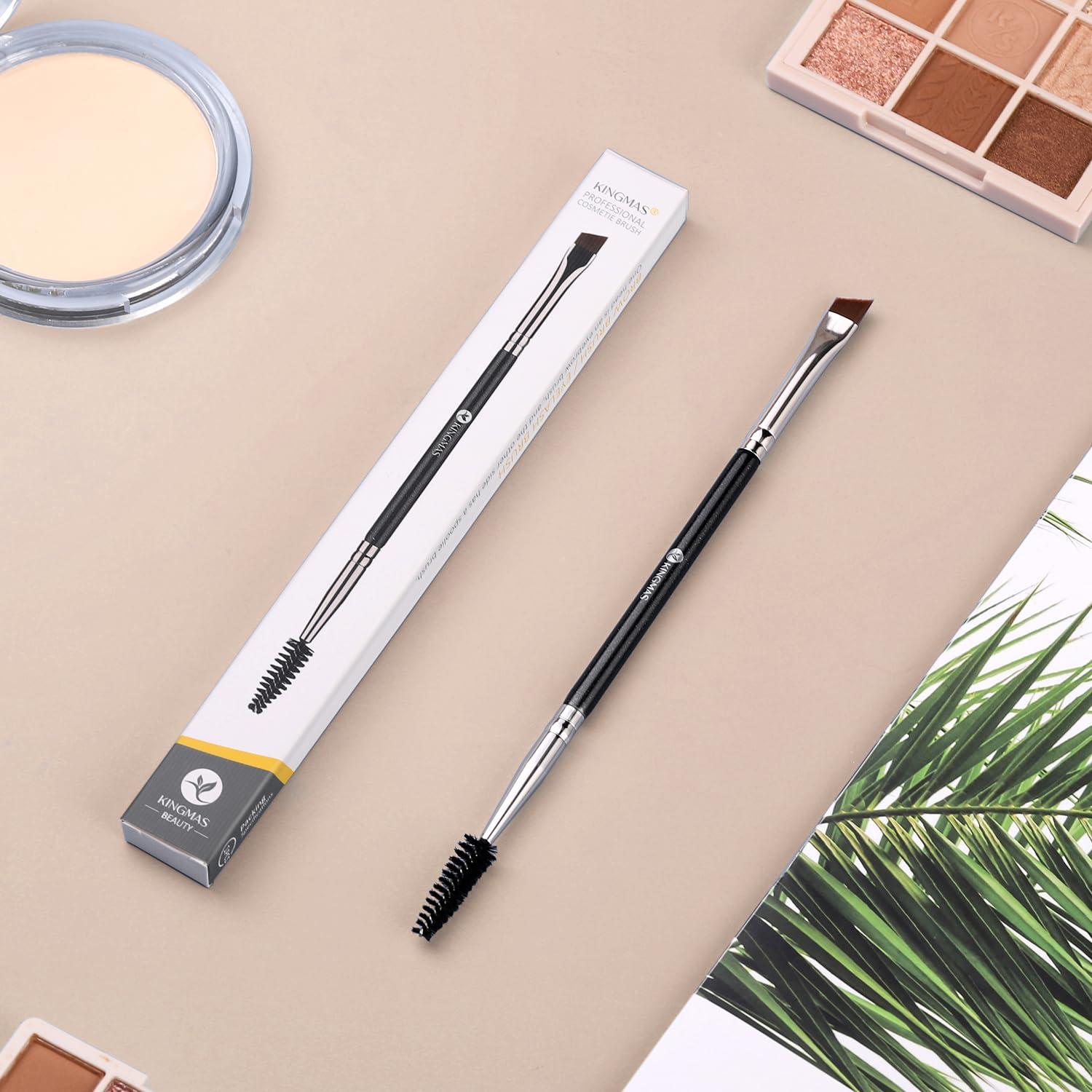 Brocha para Cejas KINGMAS Doble Extremo con Spoolie Negro