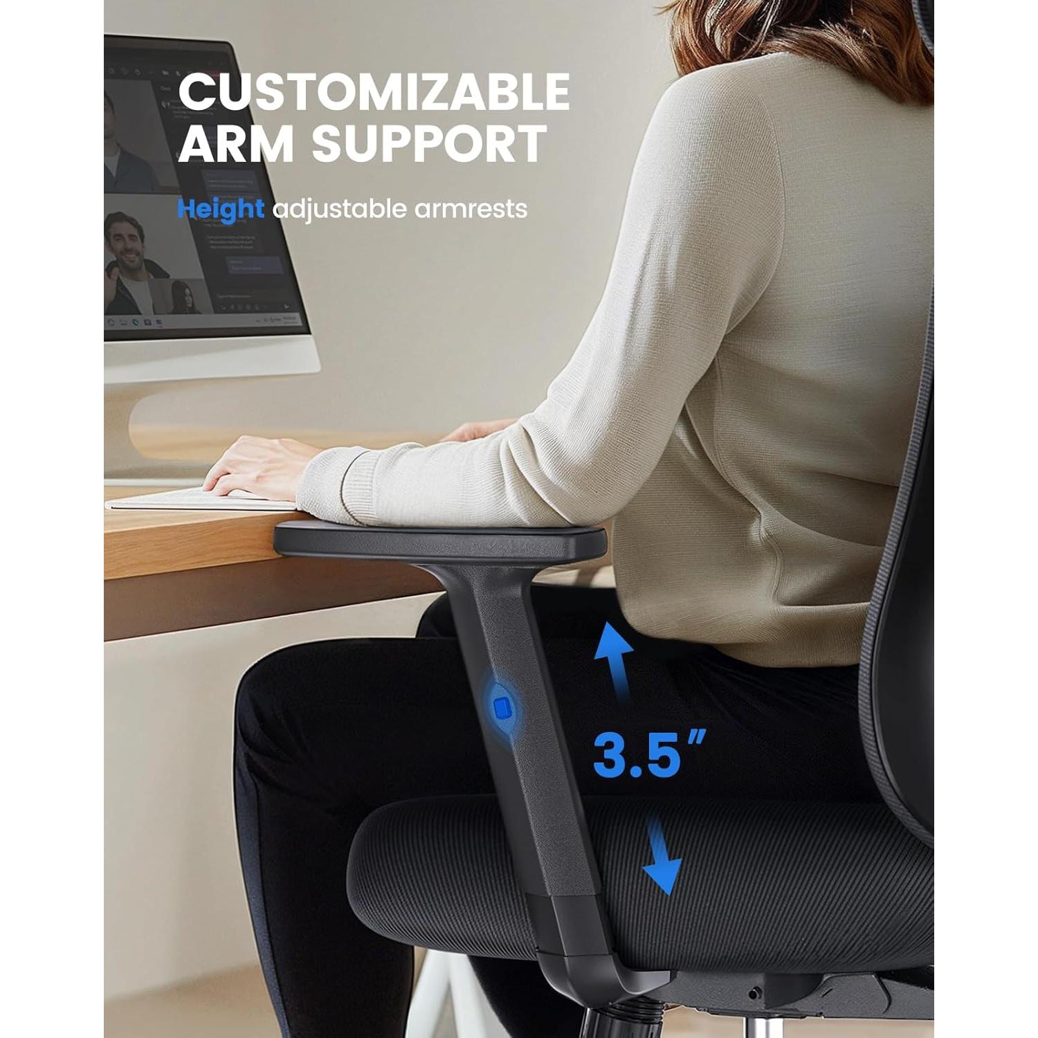 Silla de Oficina Ergonómica Noblewell NWOC1, Soporte Lumbar Ajustable
