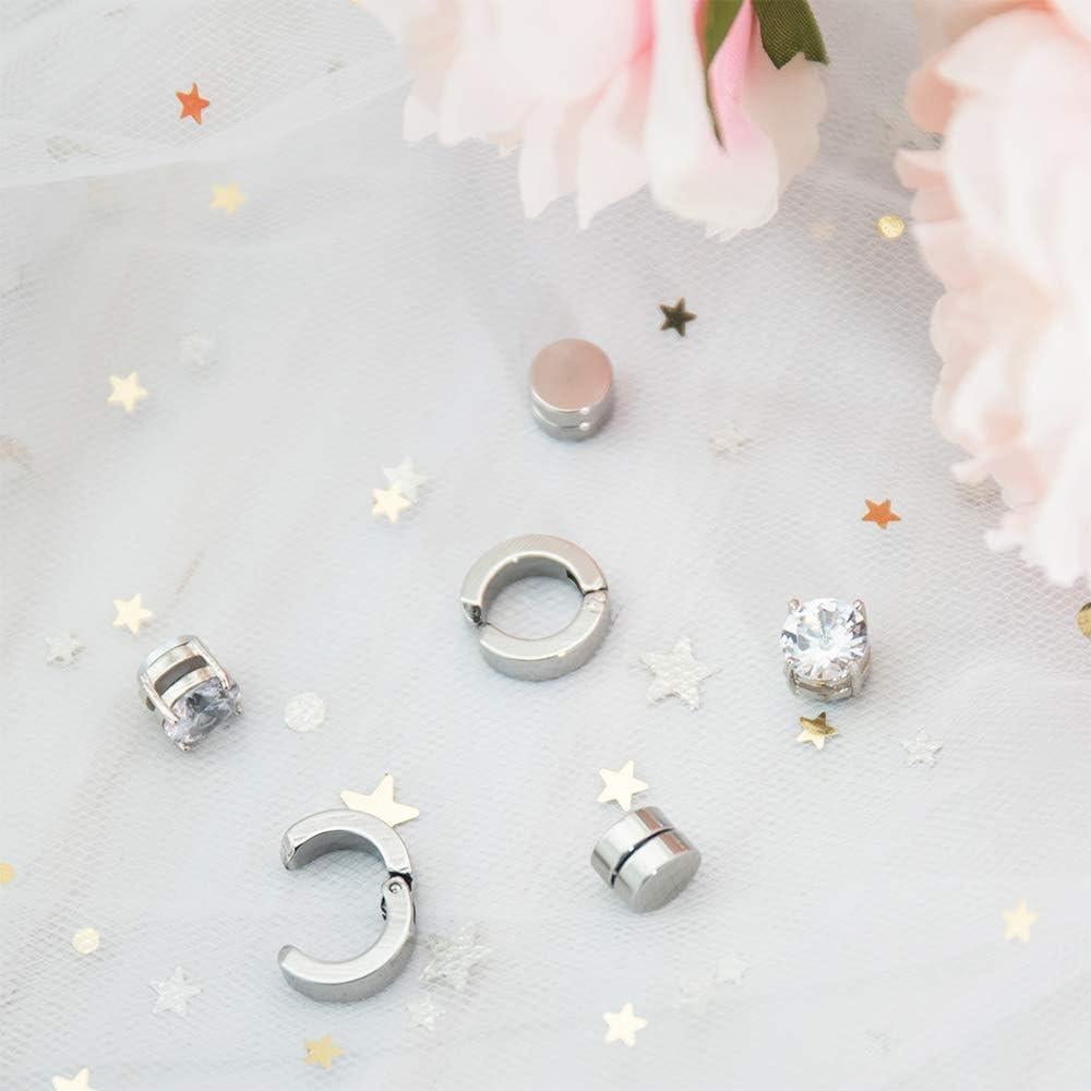 Pendientes Magnéticos Unisex NEWITIN - 15 Pares Acero Inoxidable