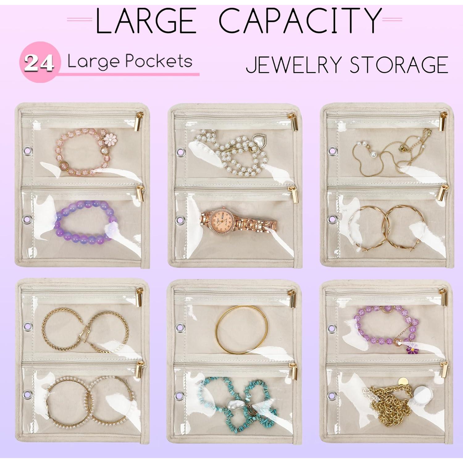 Organizador de Joyería de Viaje LingLingo Beige 24 Compartimentos