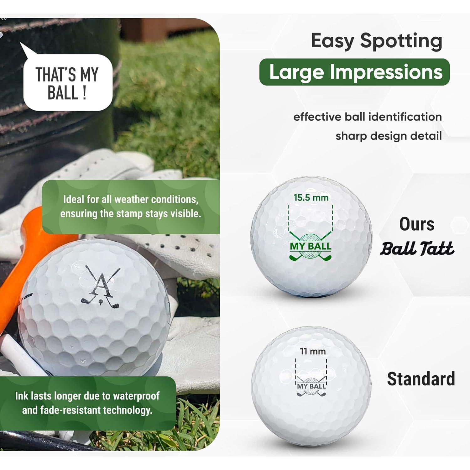 Sello de Pelota de Golf Ball Tatt - Autoinking, 1.9x1.3cm, Impermeable