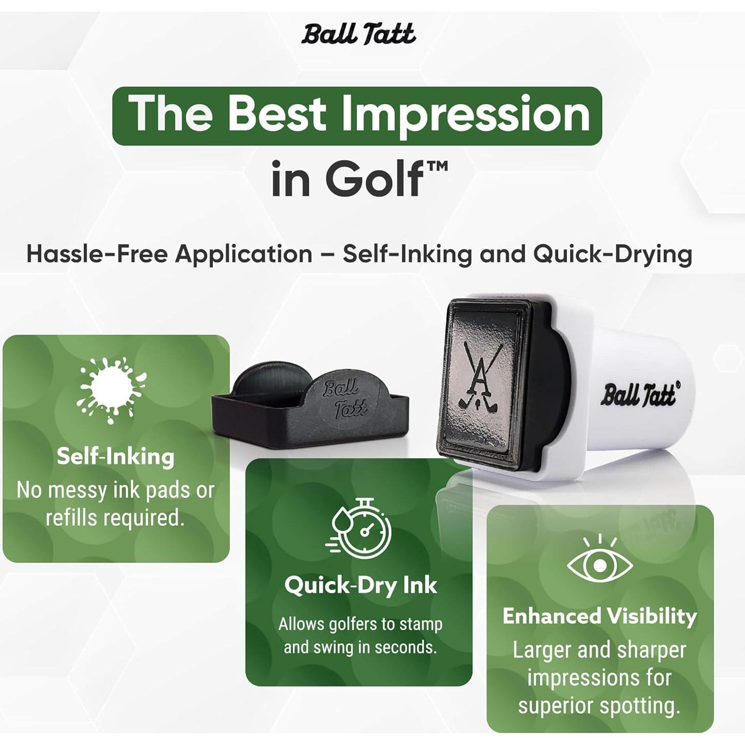 Sello de Pelota de Golf Ball Tatt - Autoinking, 1.9x1.3cm, Impermeable