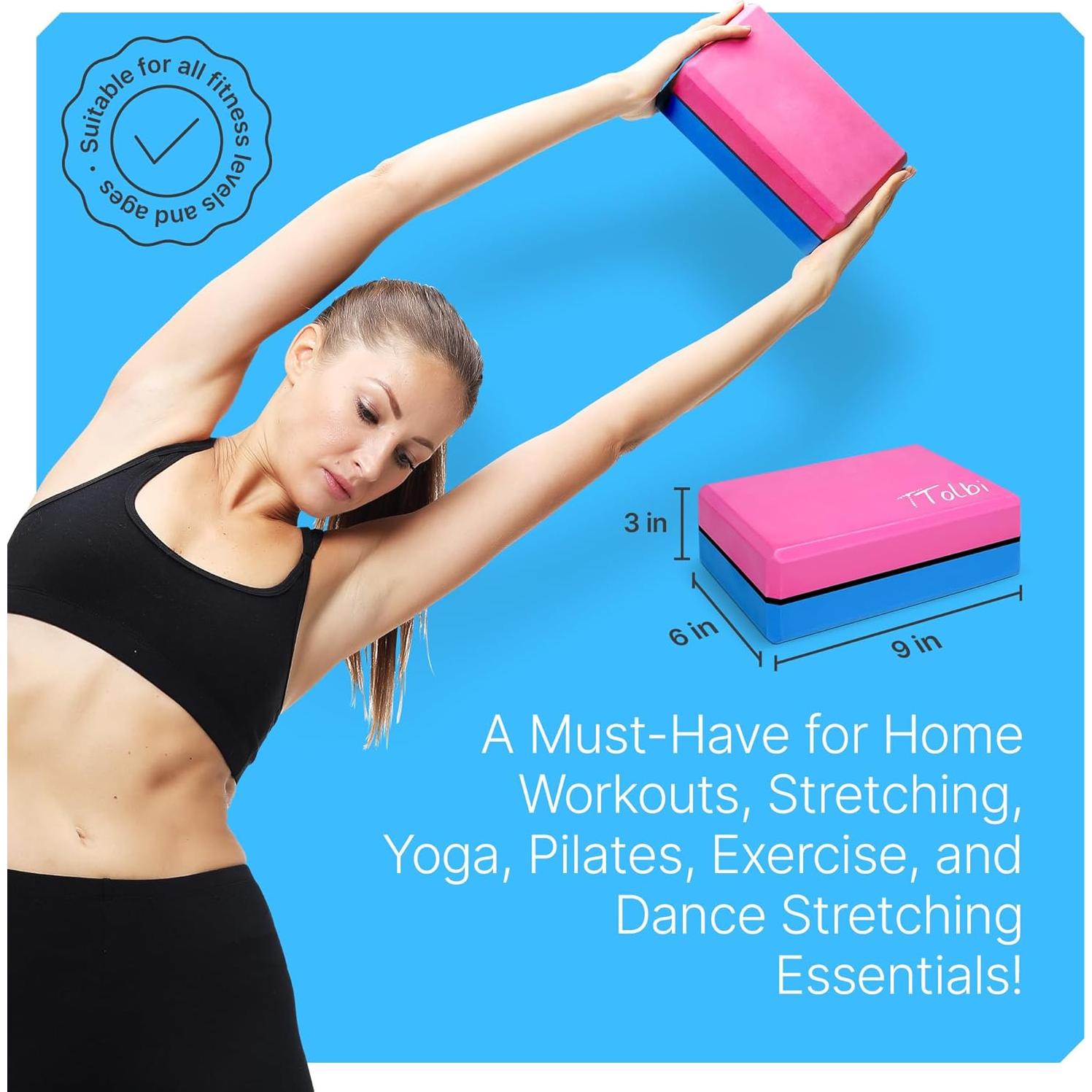 Juego de 2 Bloques de Yoga TTolbi con Banda de Estiramiento