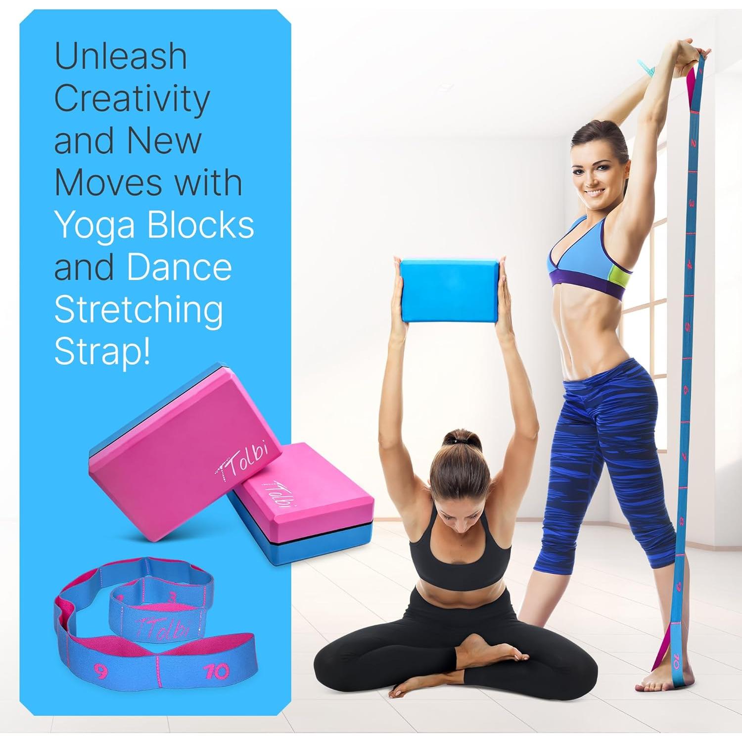Juego de 2 Bloques de Yoga TTolbi con Banda de Estiramiento