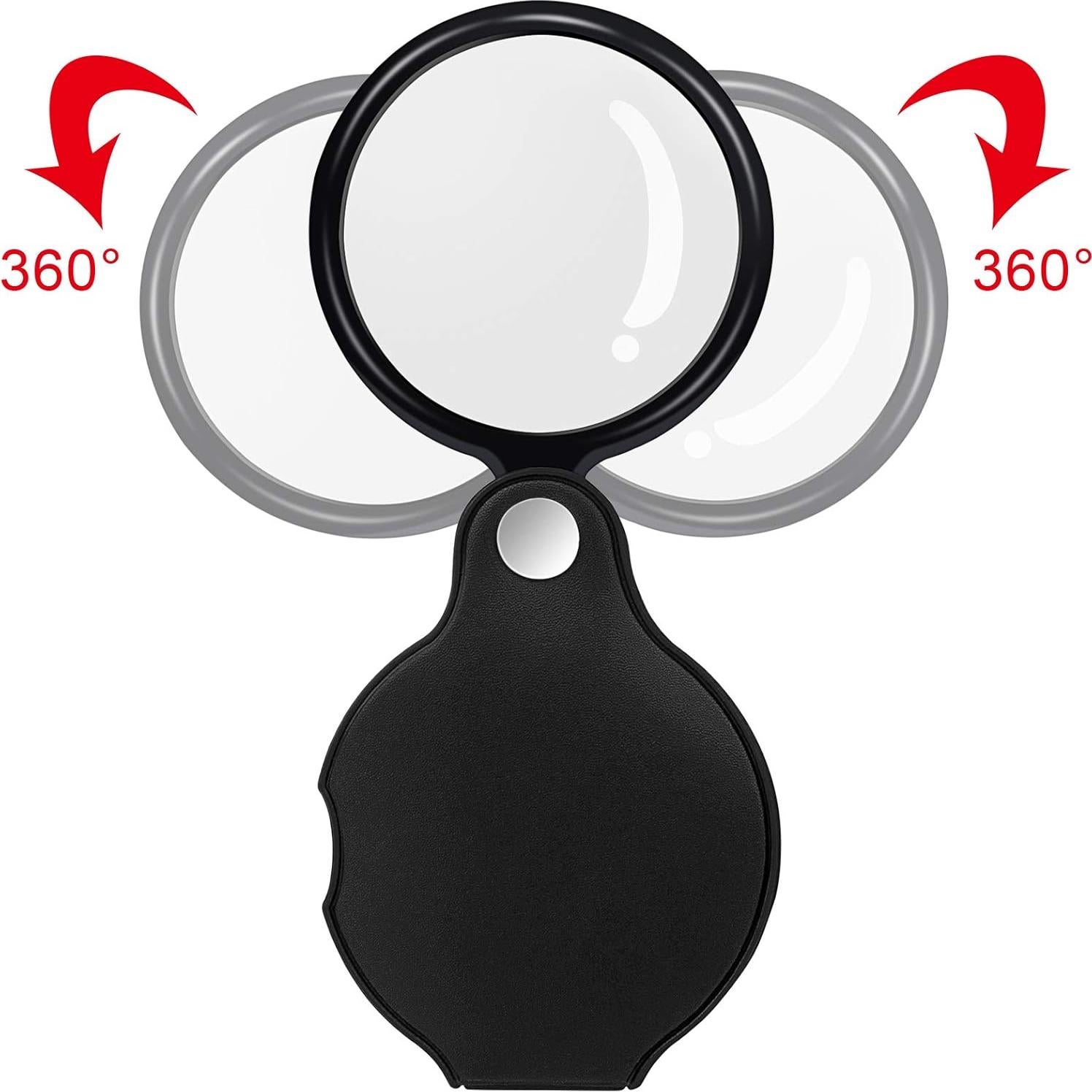 5 Mini Lupas de Bolsillo Awpeye 10X con Protección Negra