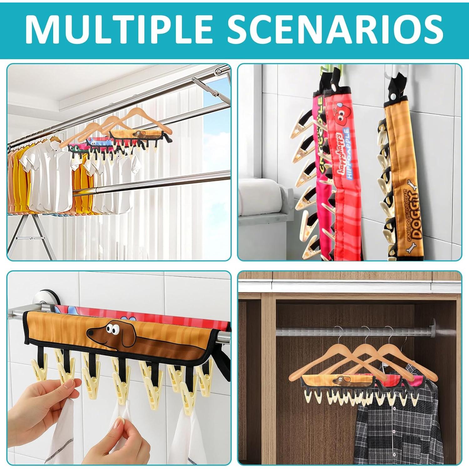 Clips de Percha de Viaje TamBee - 3 Piezas Animales, 6 Clips