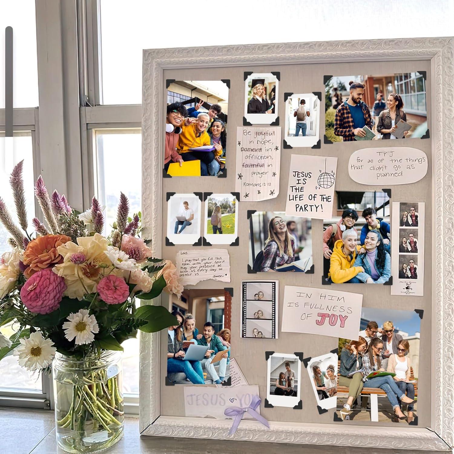 432 Esquinas de Fotos Autoadhesivas PEASUG - Negro