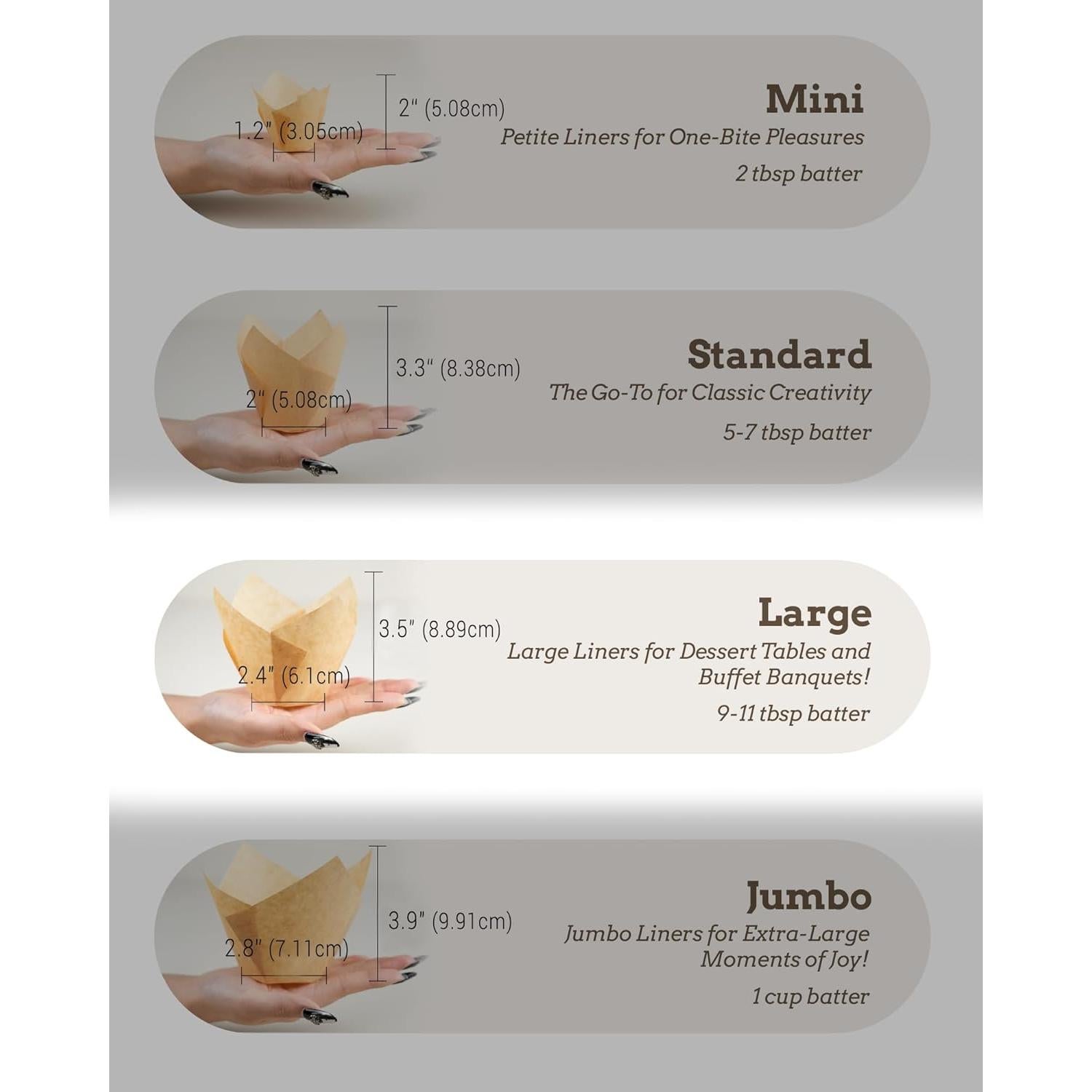 100 Fundas de Tulipán Marrón Bake Choice para Cupcakes Grandes